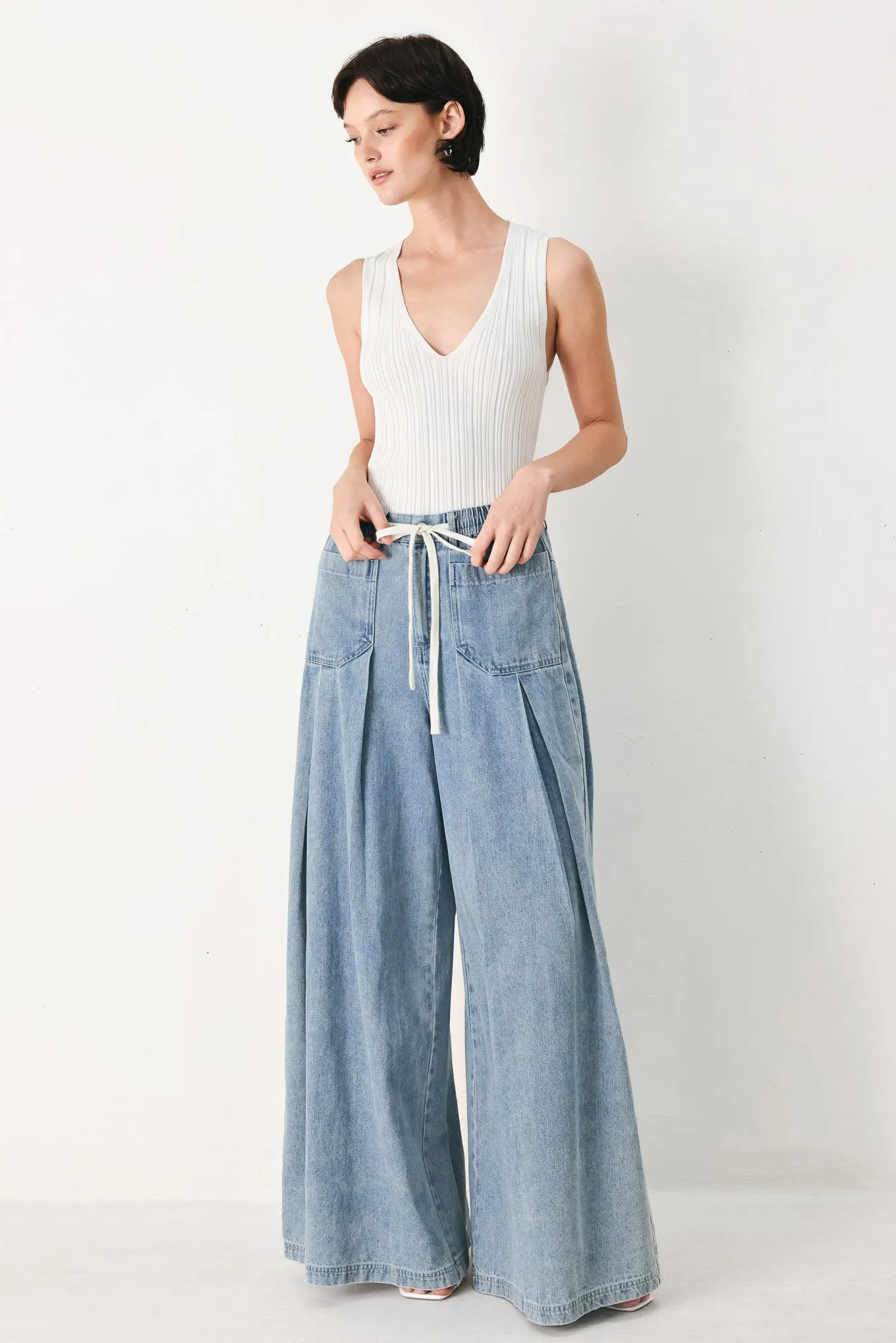 Cloud Wash Palazzo Denim Pants sold by Zulily product image thumbnail 4