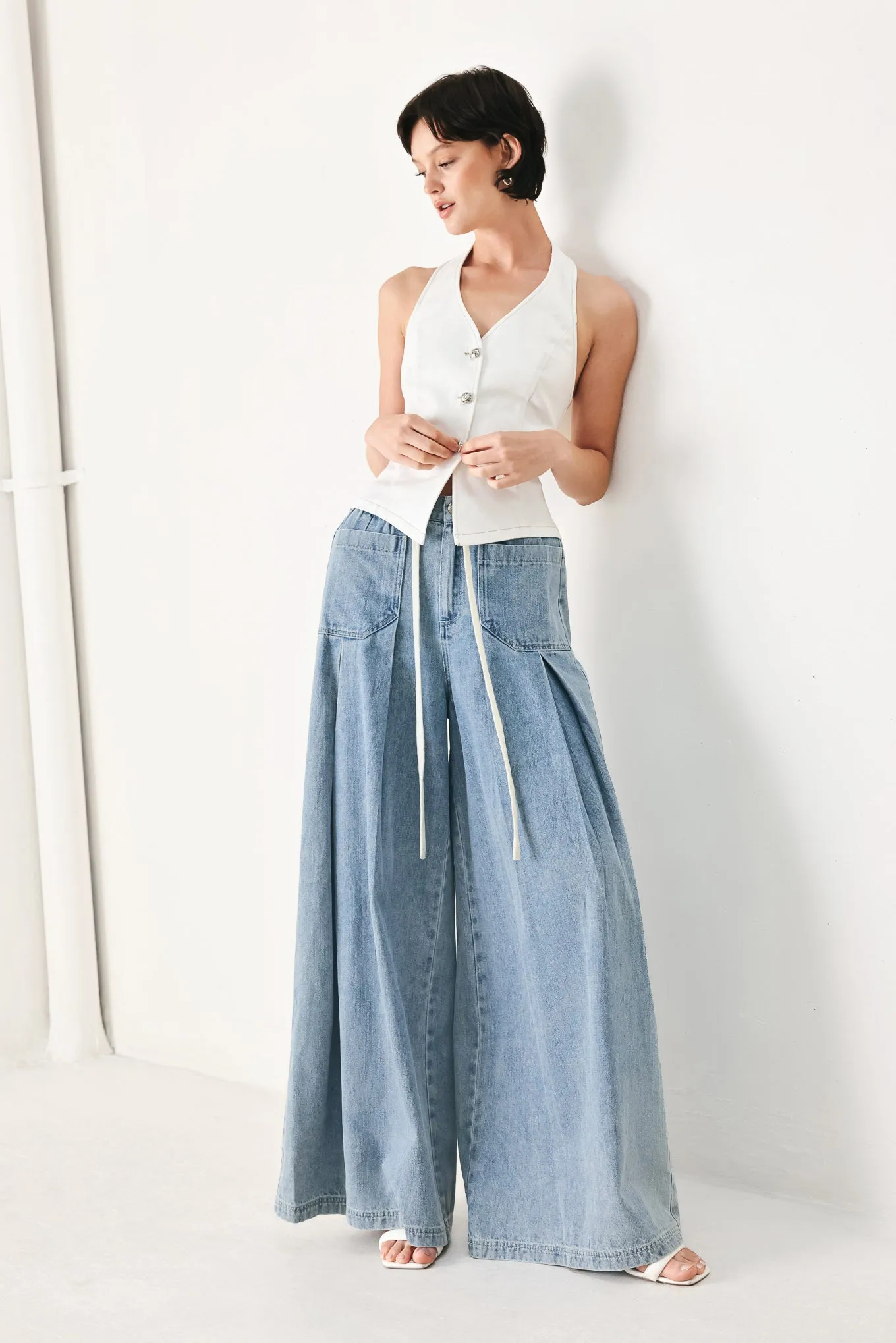 Cloud Wash Palazzo Denim Pants sold by Zulily product image thumbnail 2