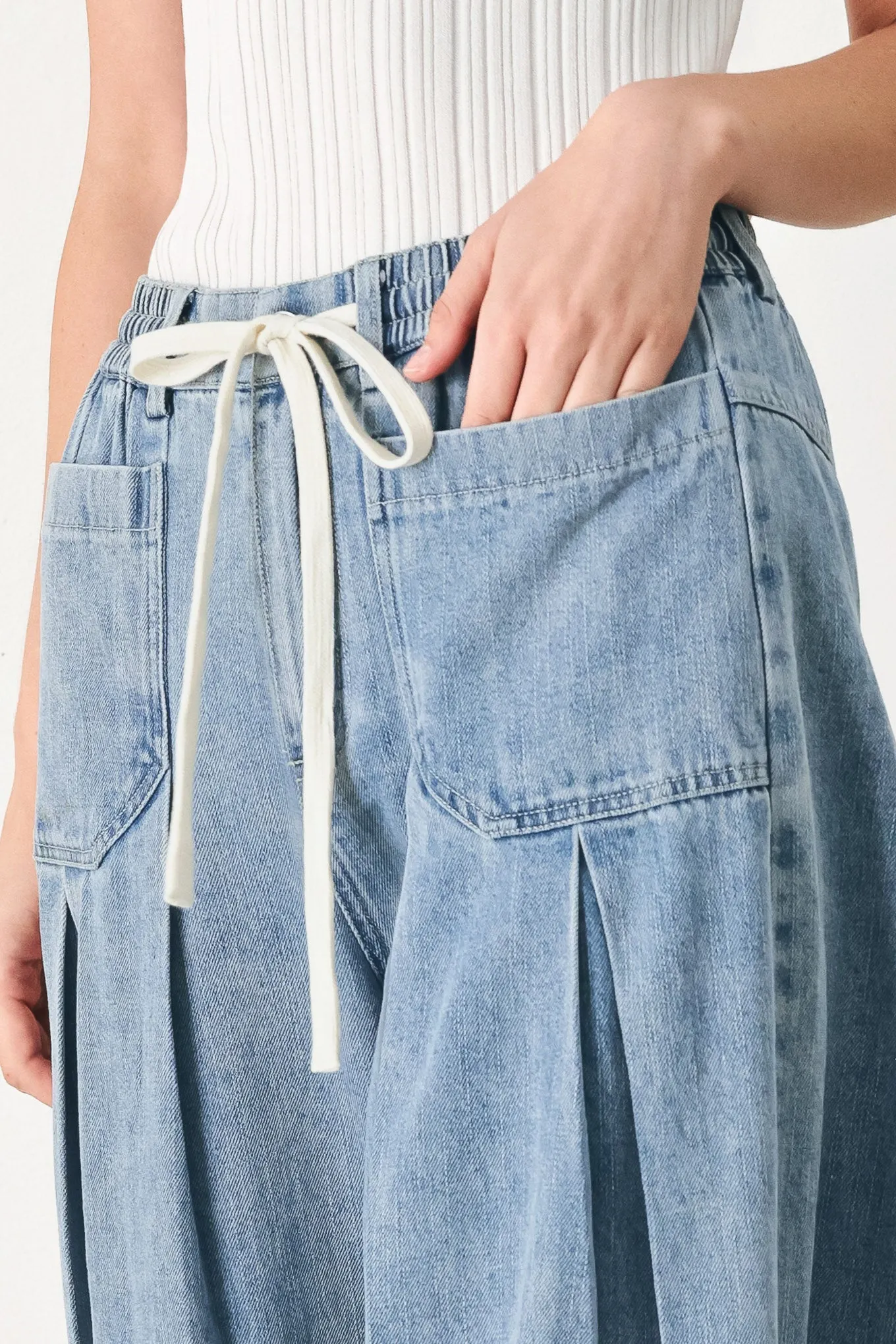 Cloud Wash Palazzo Denim Pants sold by Zulily product image thumbnail 3