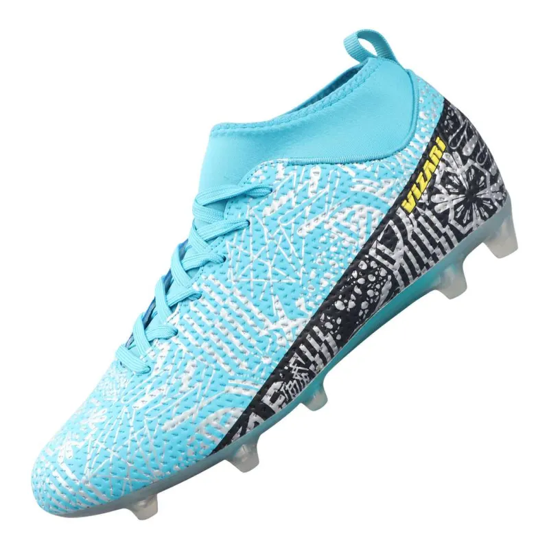 Vizari Saco FG Adult Soccer Cleats for Outdoor Play Mint/Black Mid-Cut High Ankle Football Shoes with Sock made by Zulily