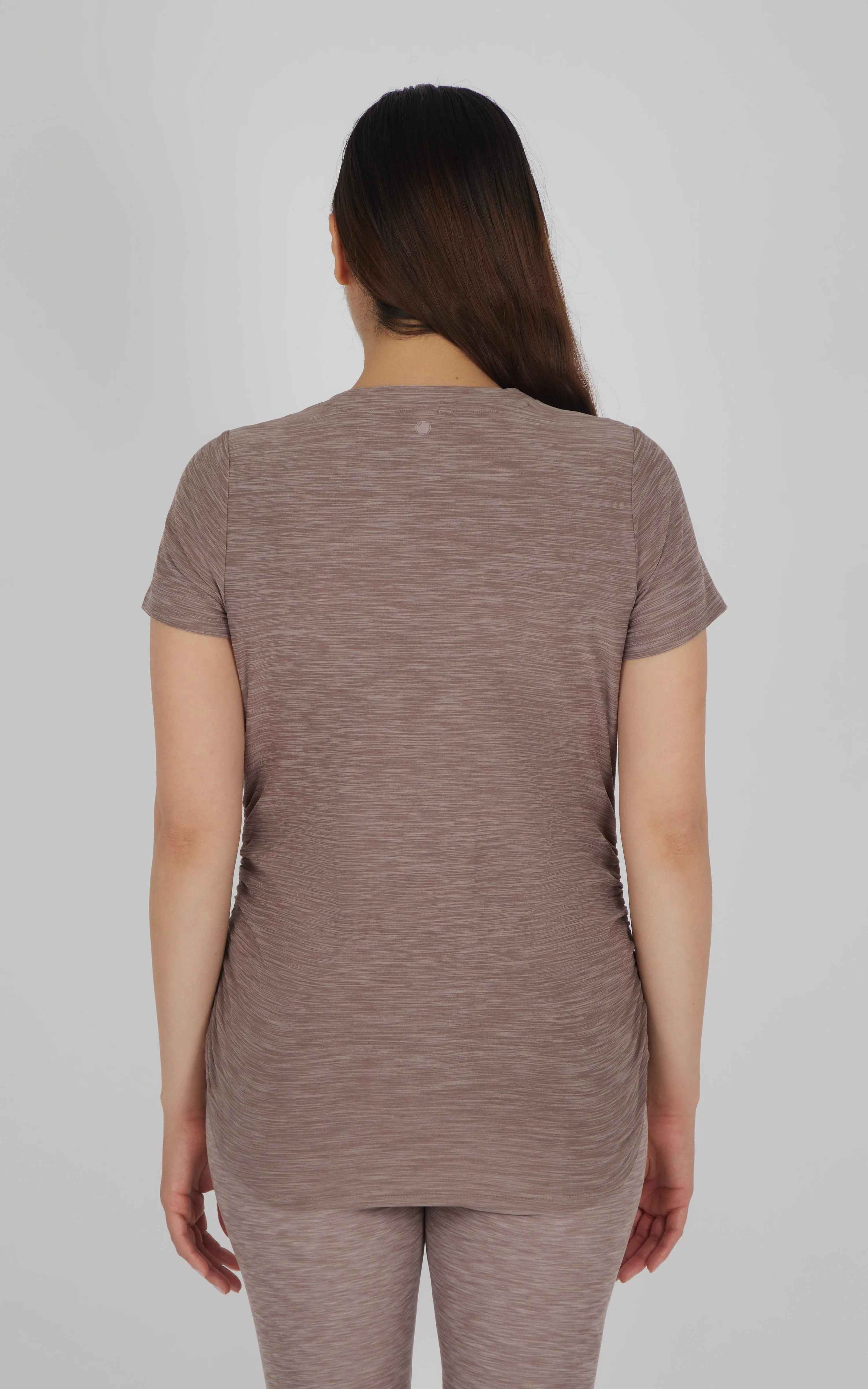 Maternity Heathered Short Sleeve Crew Neck Top sold by Zulily product image thumbnail 3