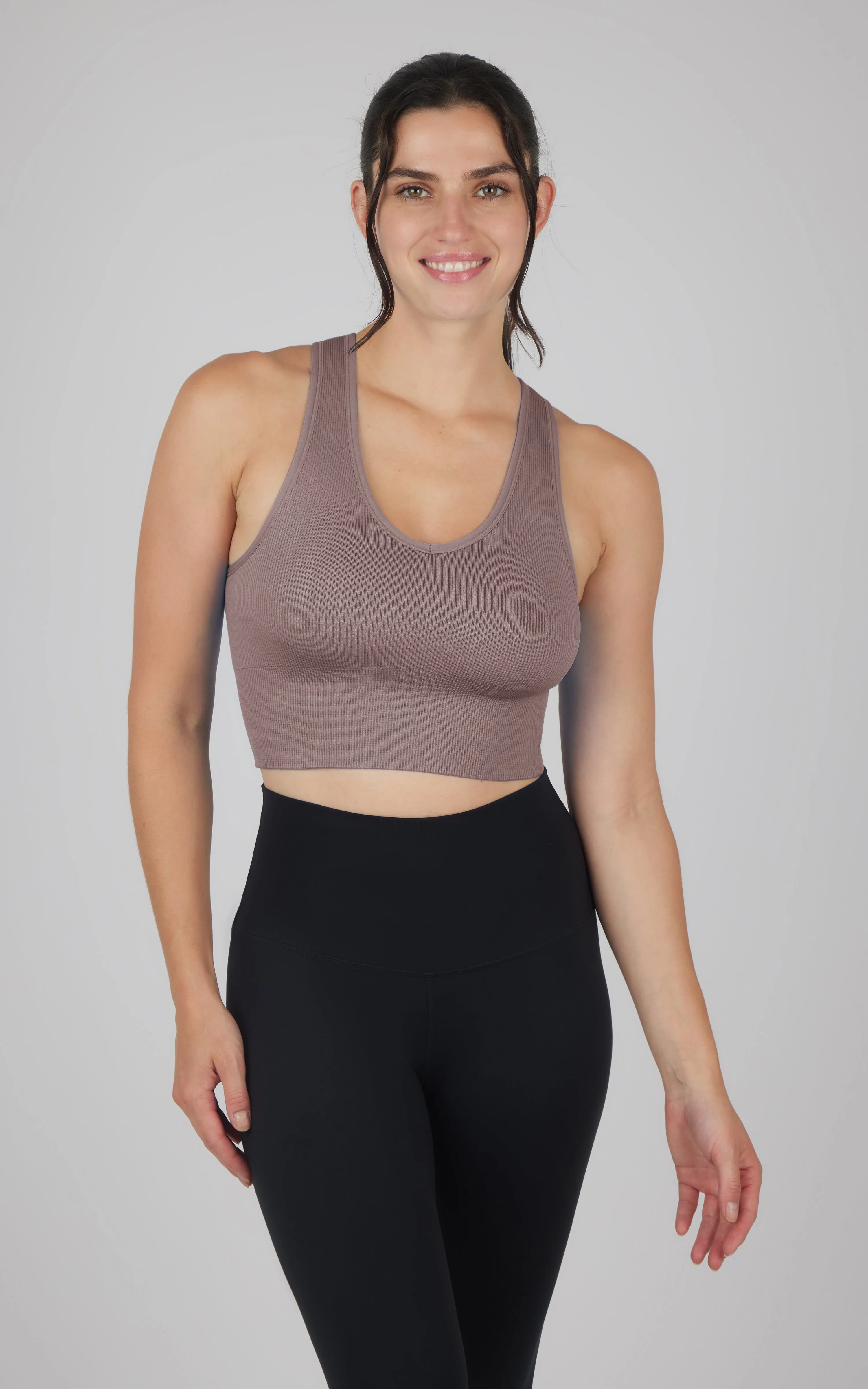 Seamless V-Neck Crop Ribbed Tank Top sold by Zulily product image thumbnail 4
