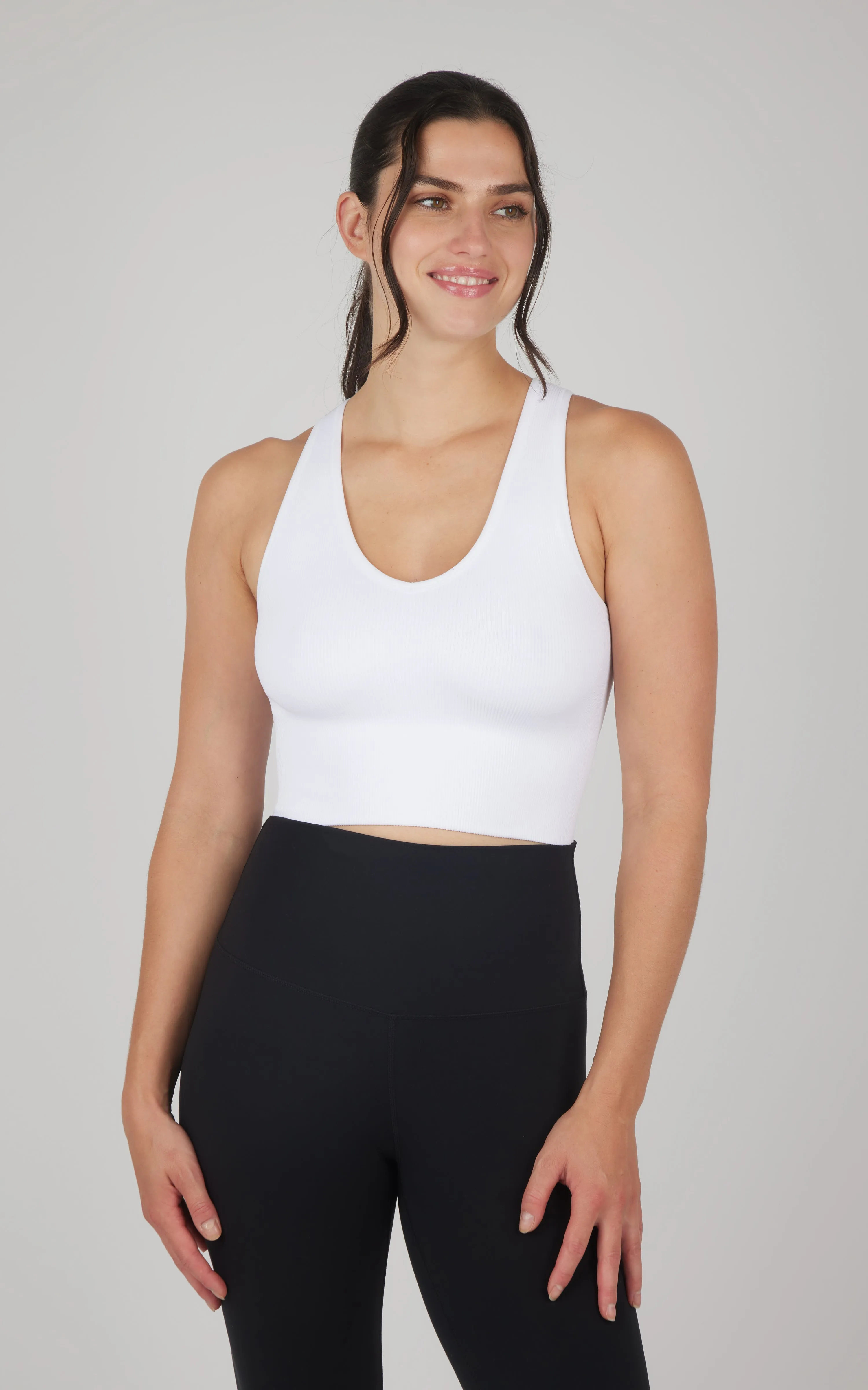 Seamless V-Neck Crop Ribbed Tank Top sold by Zulily product image thumbnail 2