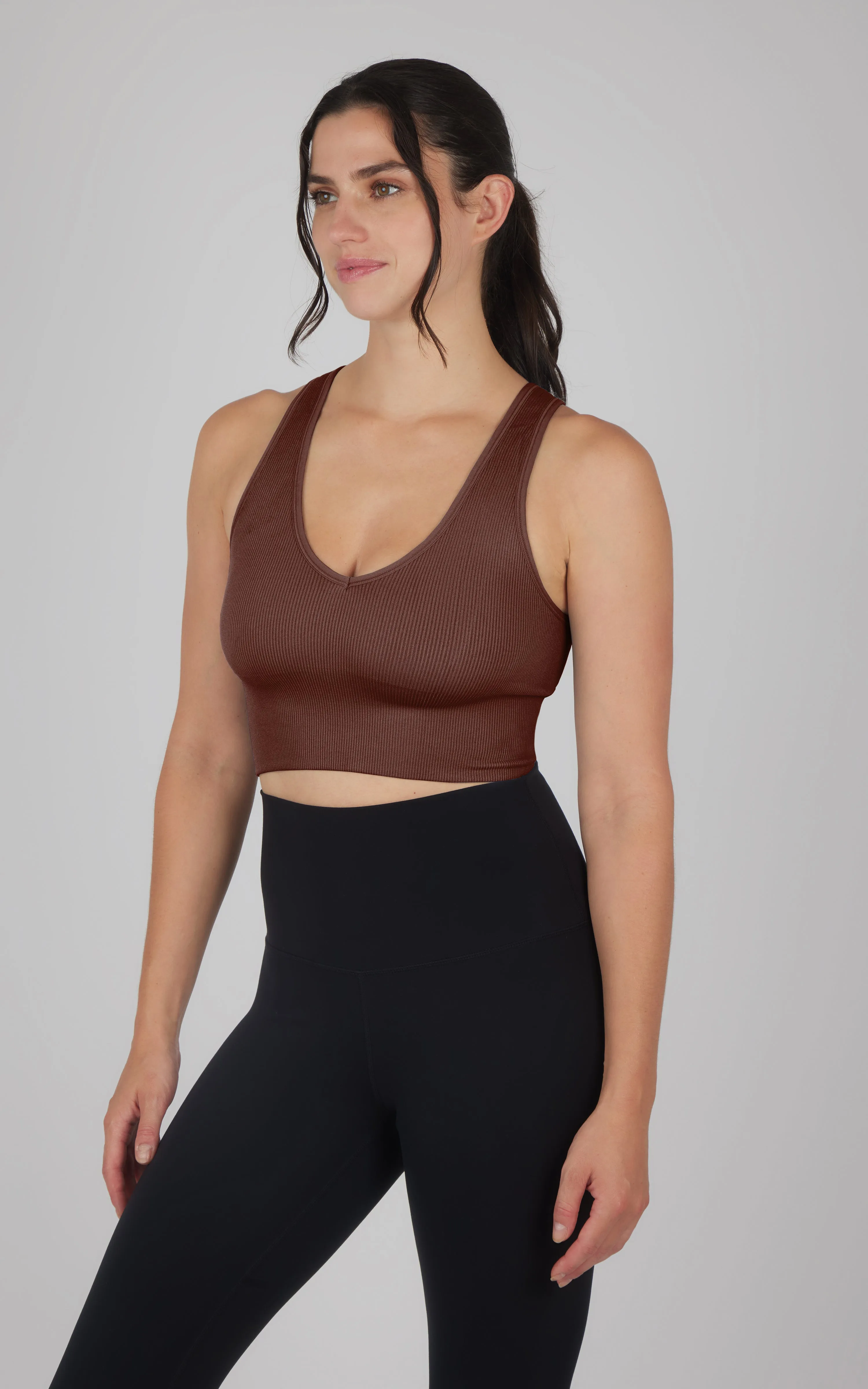 Seamless V-Neck Crop Ribbed Tank Top sold by Zulily product image thumbnail 3