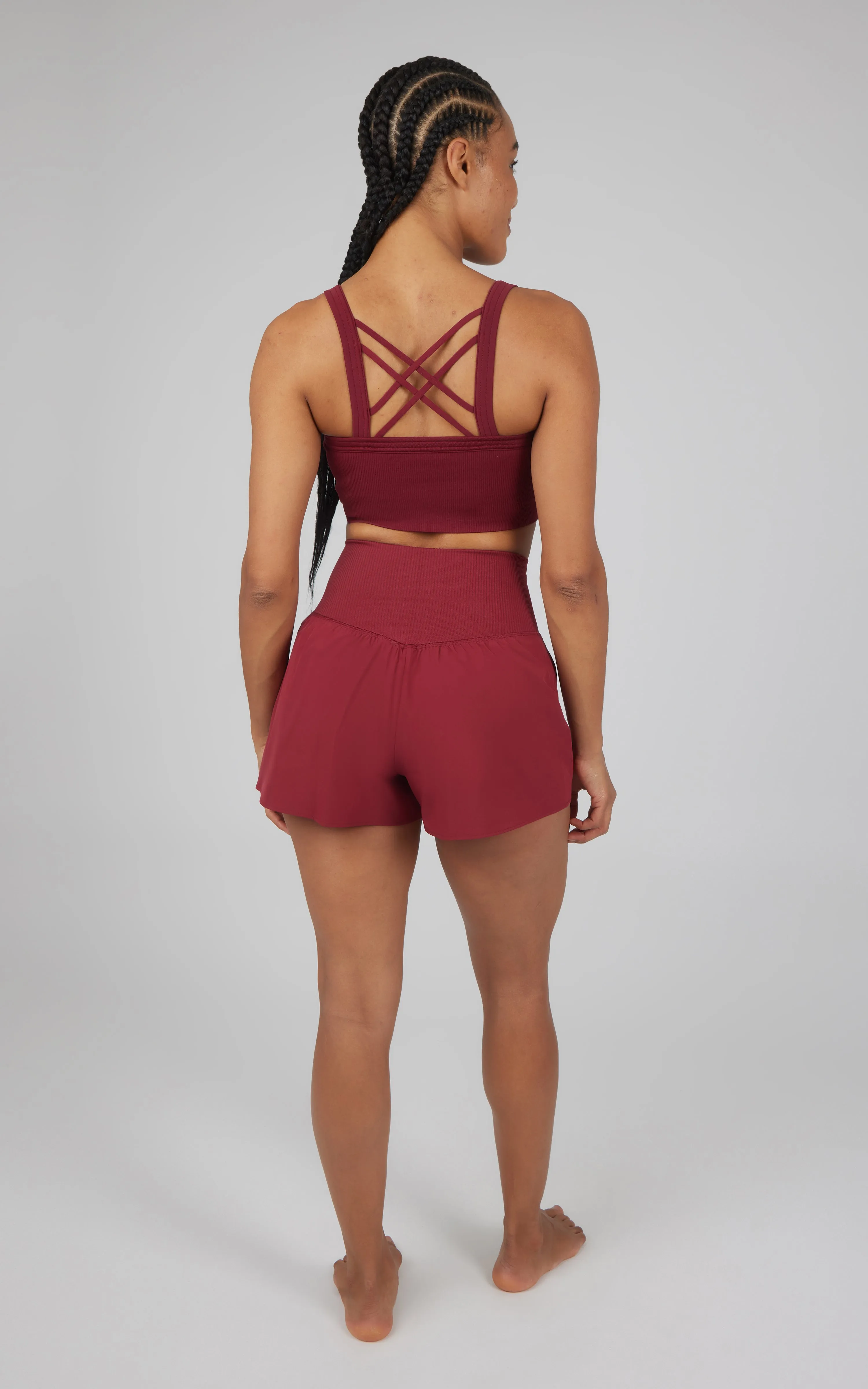 2 PC Ribbed Seamless Strappy Bra and Woven Short sold by Zulily product image thumbnail 2