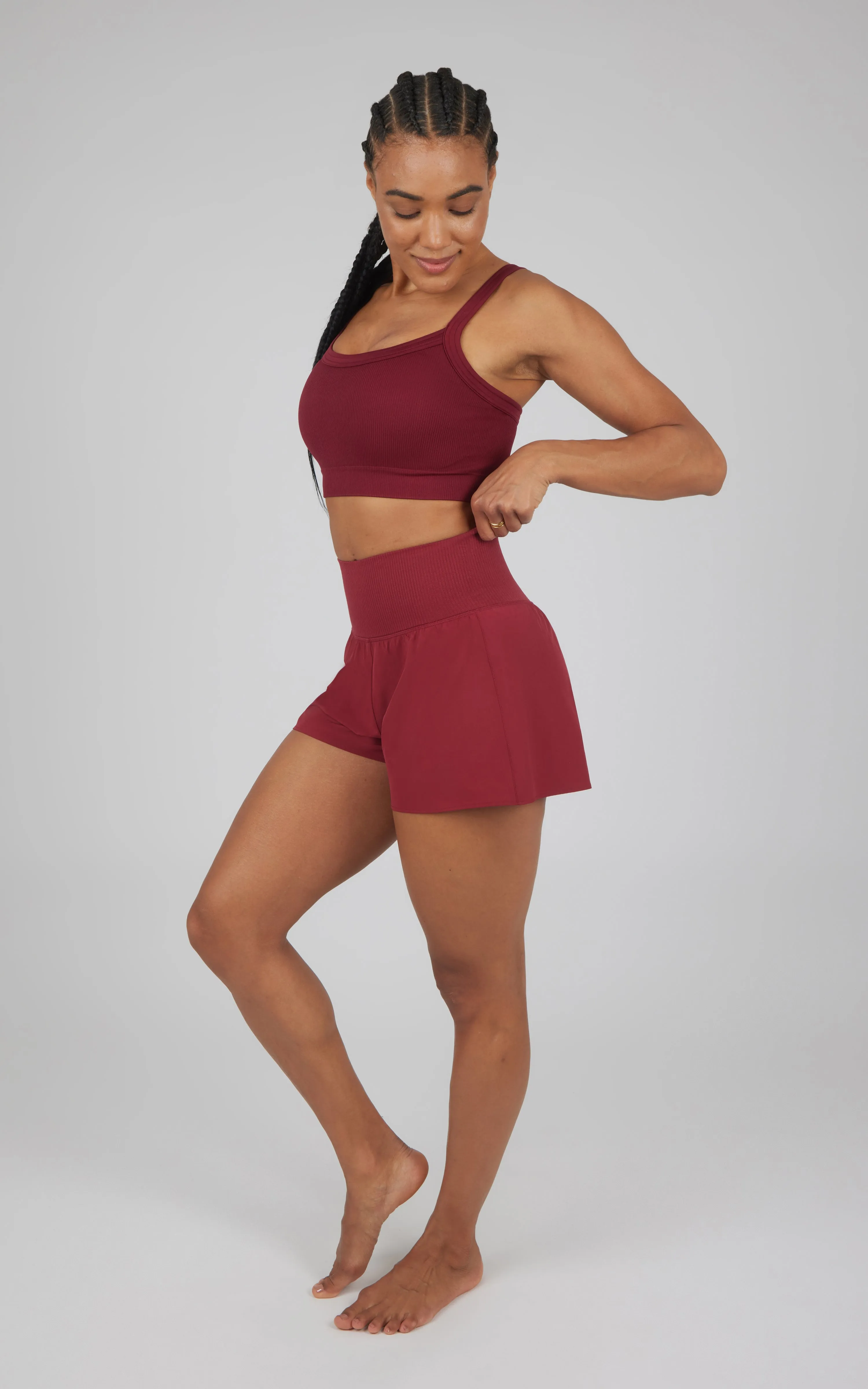 2 PC Ribbed Seamless Strappy Bra and Woven Short sold by Zulily product image thumbnail 3