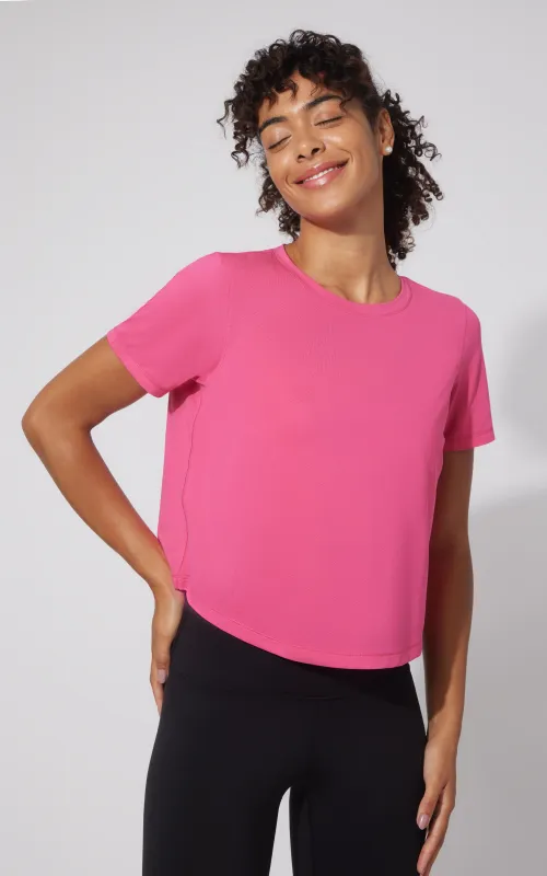 Mesh Tee with Curved hem made by 90 Degree By Reflex