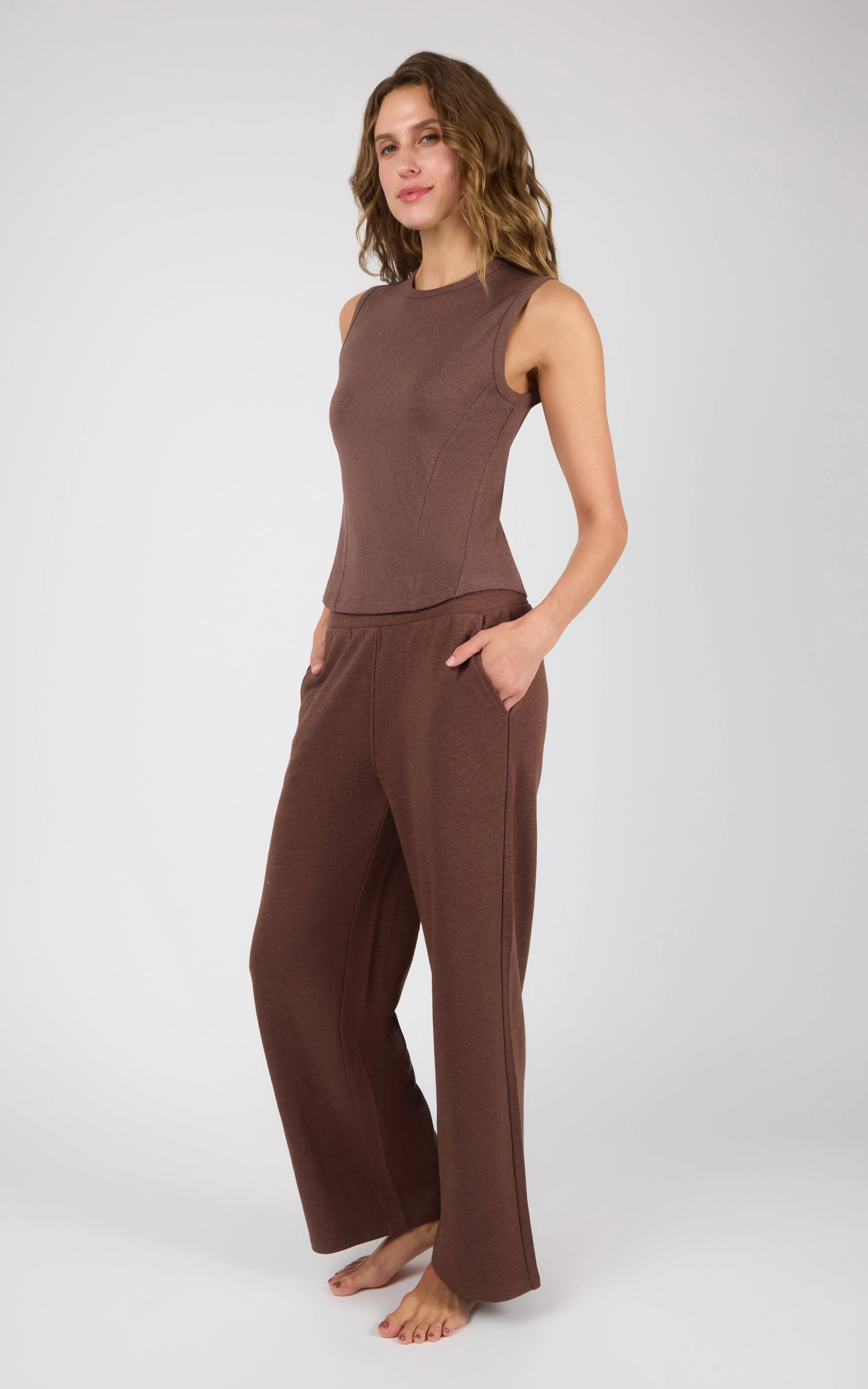 Ribbed Tank & Loop Terry Wide Leg Pant Set sold by Zulily product image thumbnail 5