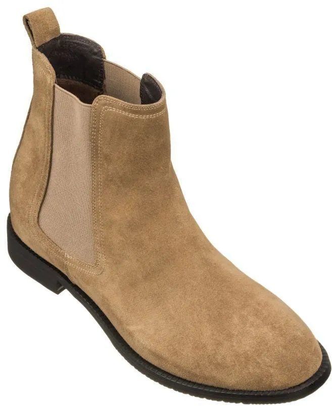 CALTO - K33091 - 2.9 Inches Taller (Khaki Brown) - Suede Chelsea Boot sold by Zulily