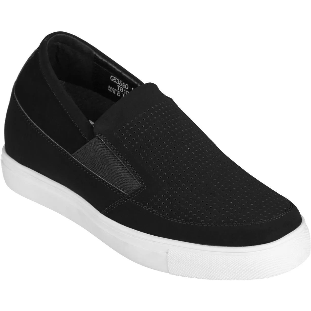 CALTO G63890 3-Inch Taller Lightweight Slip-On Black Sneakers sold by Zulily