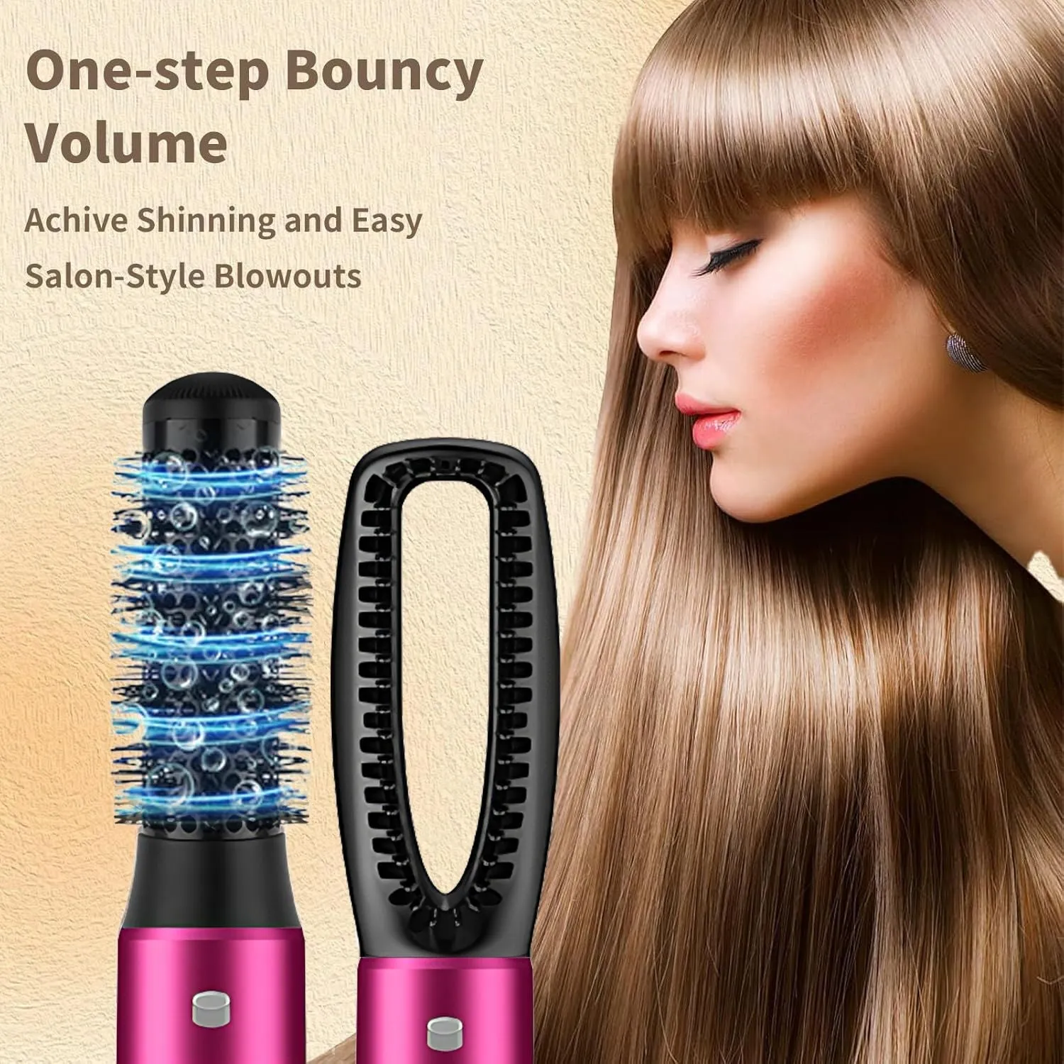 5 in 1 Hair Dryer Brush Kit, Blow Dryer Brush for Drying, Straightening, Volumizing, Curling and Styling Hair - 1000W - Gold sold by Zulily product image thumbnail 2