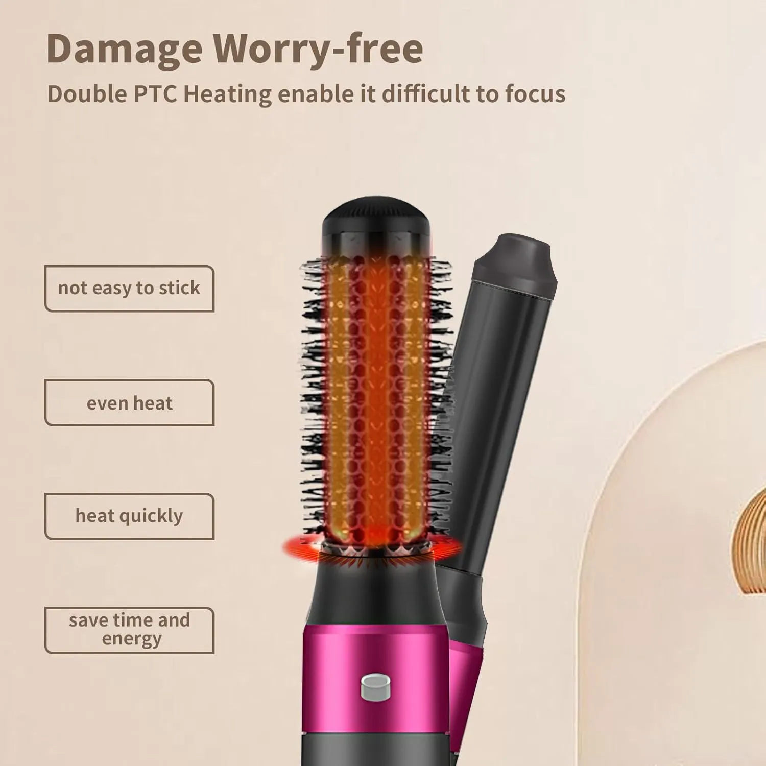 5 in 1 Hair Dryer Brush Kit, Blow Dryer Brush for Drying, Straightening, Volumizing, Curling and Styling Hair - 1000W - Gold sold by Zulily product image thumbnail 4