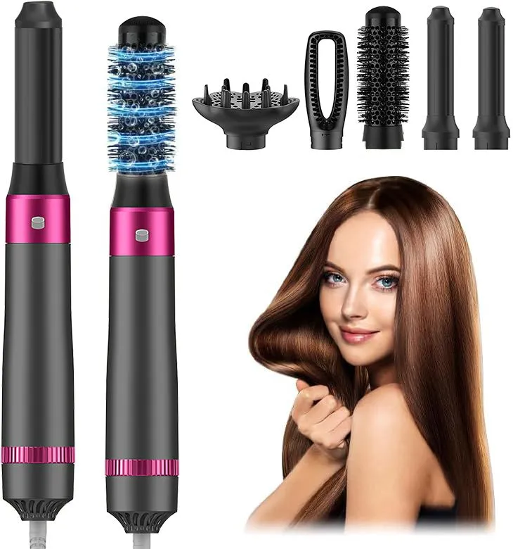5 in 1 Hair Dryer Brush Kit, Blow Dryer Brush for Drying, Straightening, Volumizing, Curling and Styling Hair - 1000W - Gold sold by Zulily