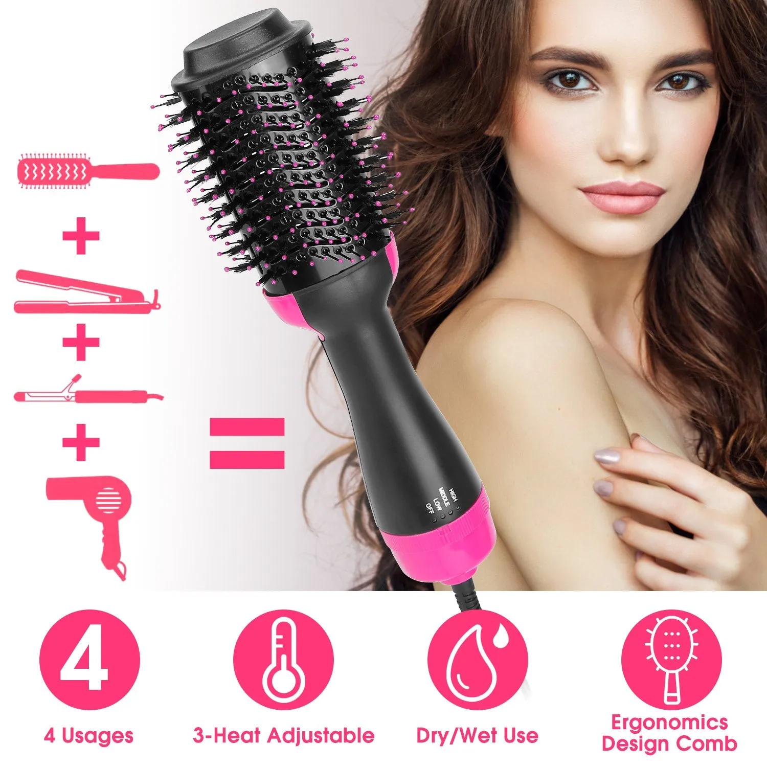 4-In-1 Hot Hair Volumizer Dryer Brush sold by Zulily product image thumbnail 2