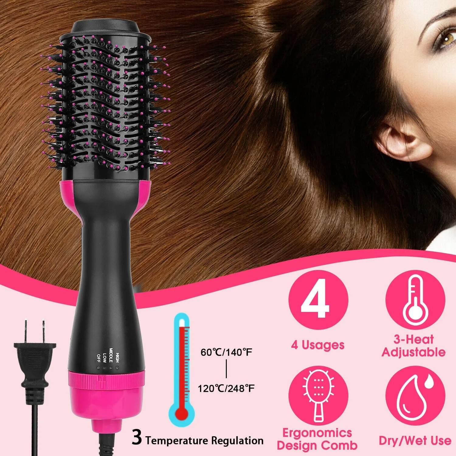4-In-1 Hot Hair Volumizer Dryer Brush sold by Zulily product image thumbnail 3