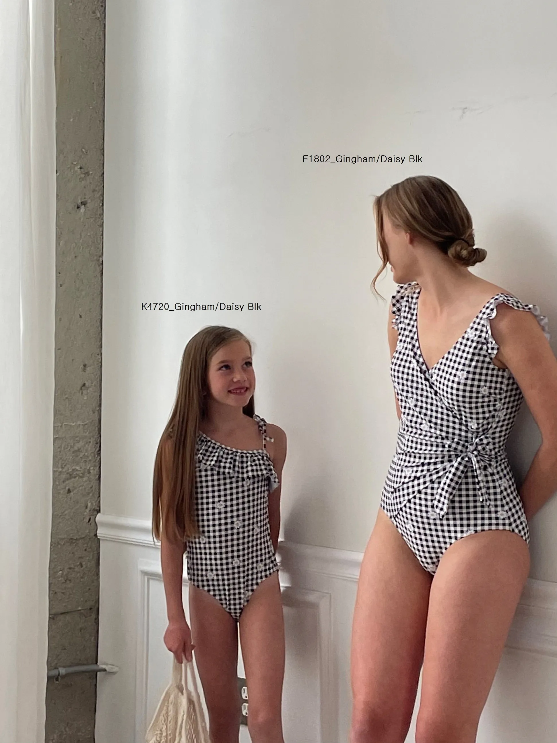 Marina West V-Neck Shoulder Ruffle One Piece Swimsuit (F1802) - Gingham Daisy Blk sold by Zulily product image thumbnail 2