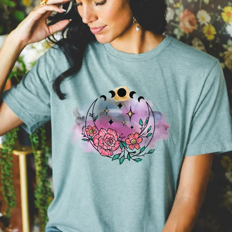 Flowering Full Moon Tee | Floral Celestial Graphic T-Shirt made by Zulily