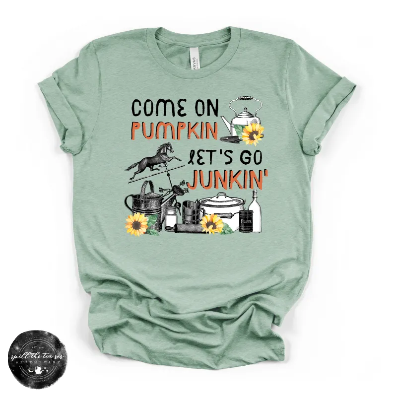 Come On Pumpkin Let’s Go Junkin Tee | Vintage Market Graphic T-Shirt made by Zulily