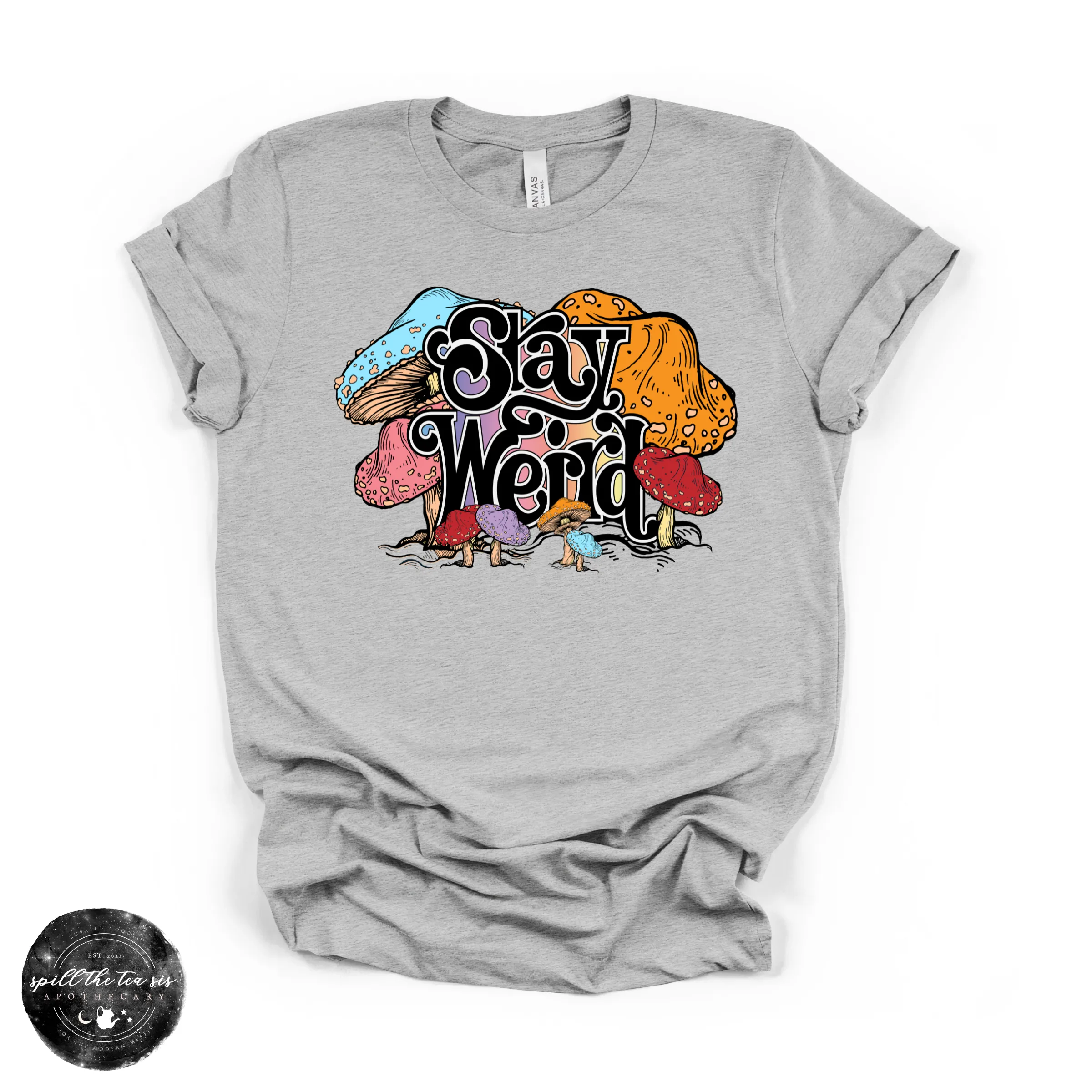 Stay Weird Mushroom Tee | Bella + Canvas Graphic T-Shirt sold by Zulily product image thumbnail 4