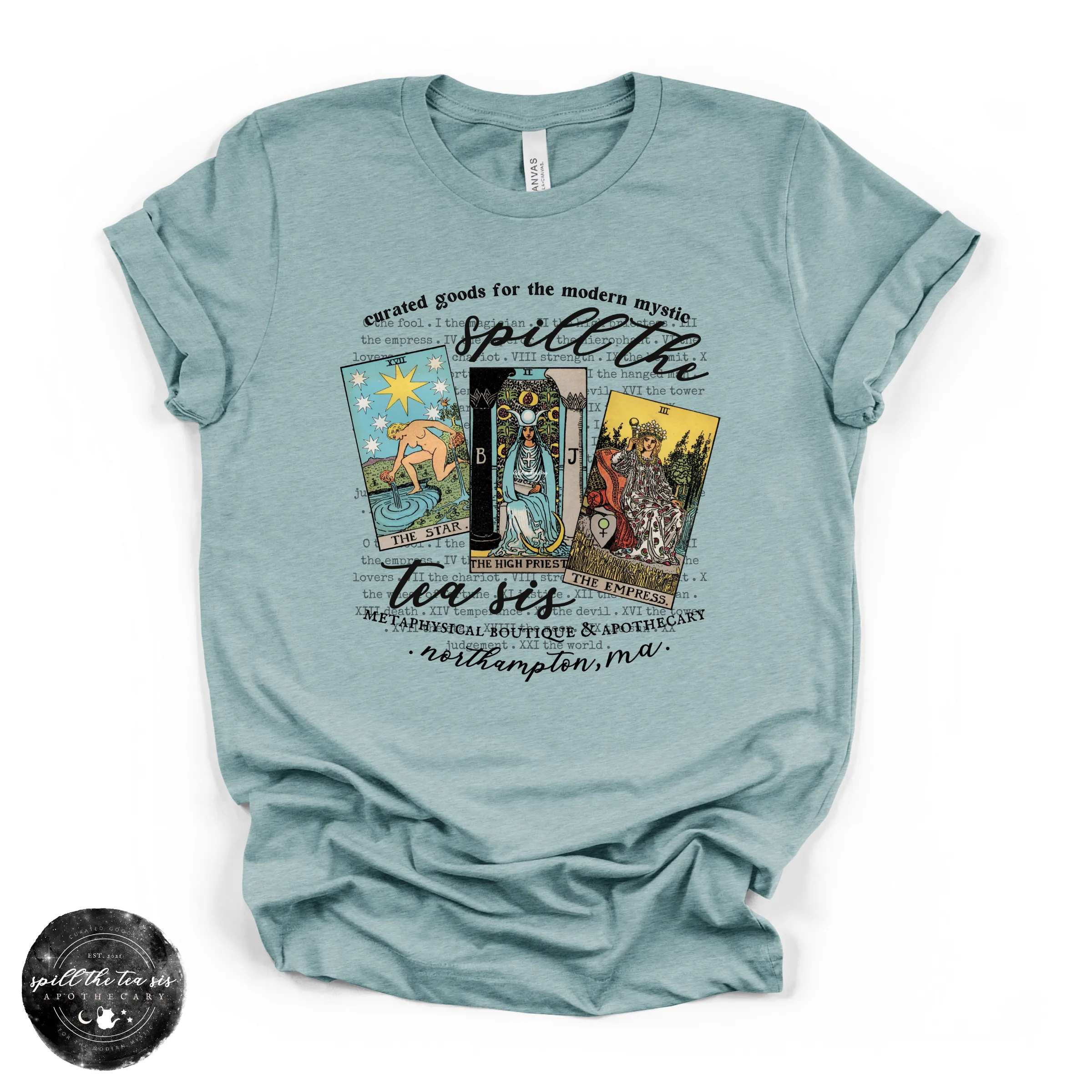 Spill The Tea Sis Tarot Tee | Witchy Tarot Graphic T-Shirt sold by Zulily product image thumbnail 3