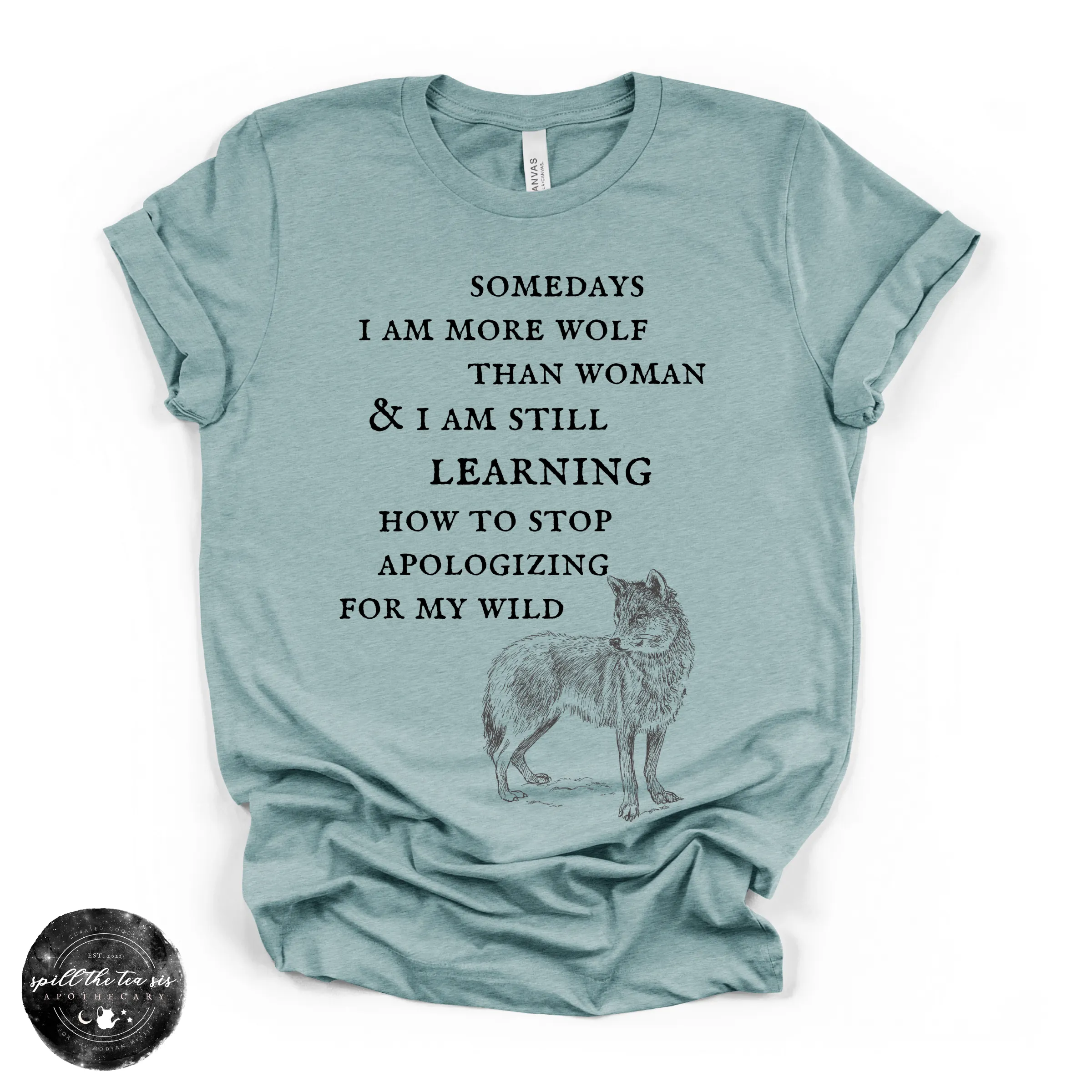 More Wolf Than Woman Tee ( BLACK DESIGN )| Wild Feminine Graphic T-Shirt sold by Zulily product image thumbnail 2
