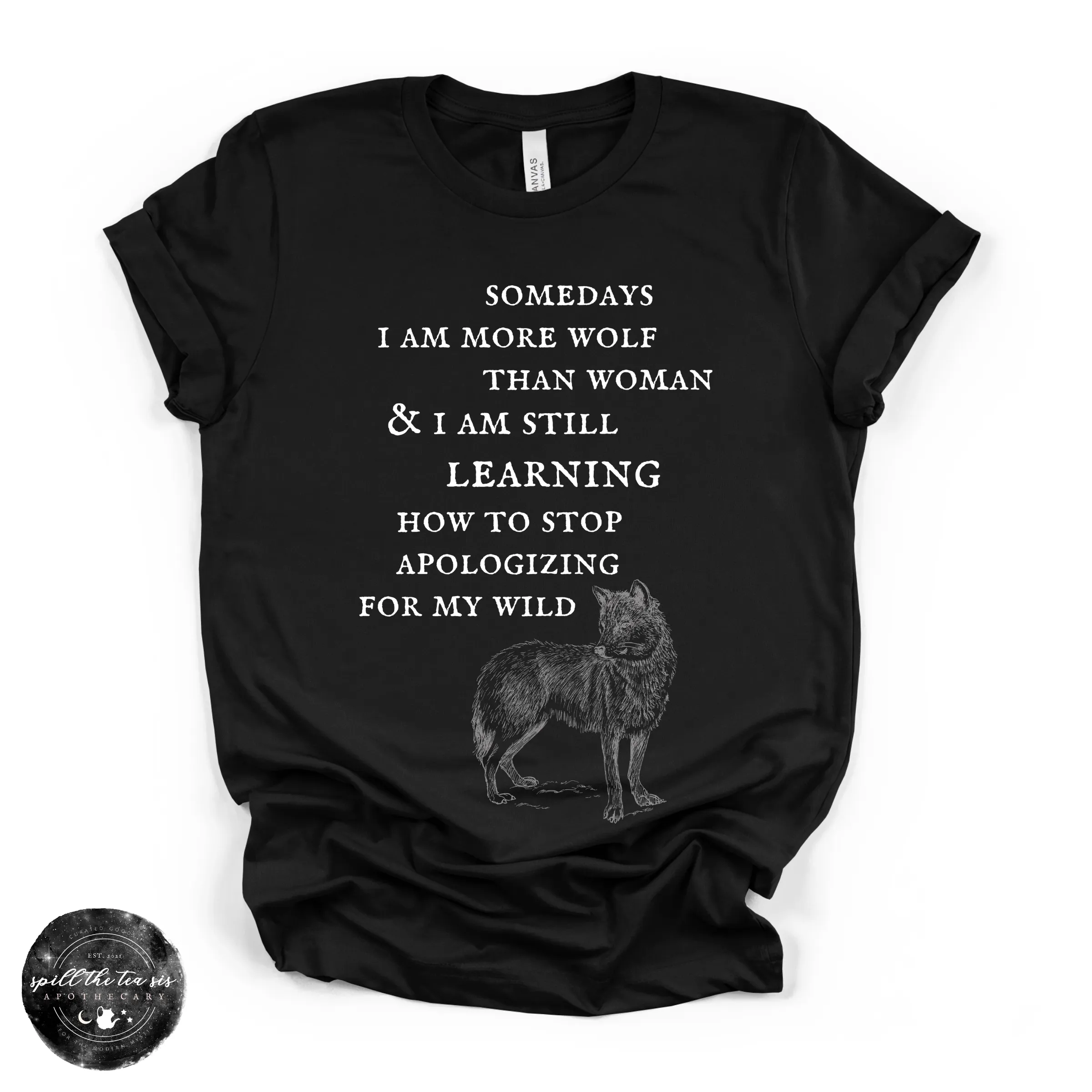 More Wolf Than Woman Tee ( WHITE DESIGN )| Wild Feminine Graphic T-Shirt sold by Zulily product image thumbnail 3
