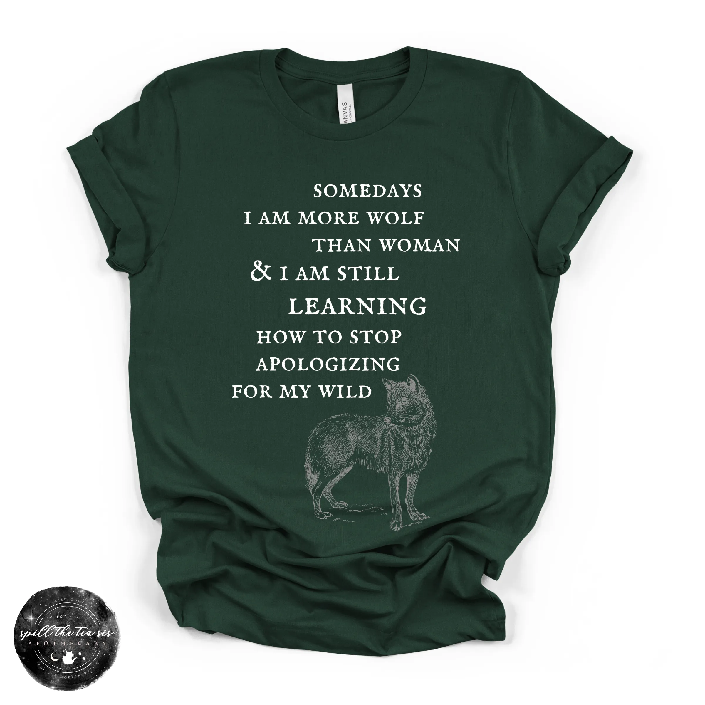 More Wolf Than Woman Tee ( WHITE DESIGN )| Wild Feminine Graphic T-Shirt sold by Zulily product image thumbnail 2