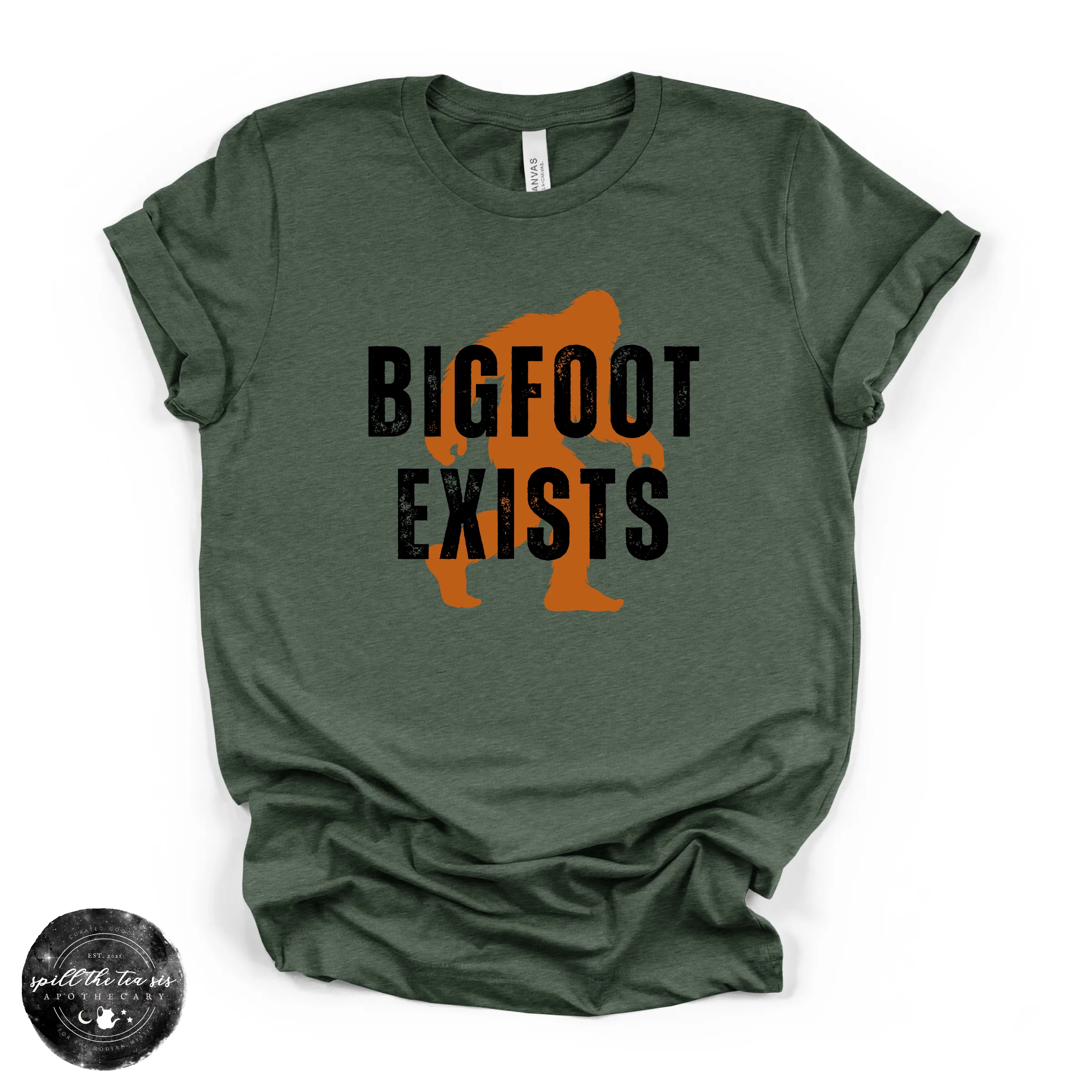 Bigfoot Exists Tee | Funny Cryptid Graphic T-Shirt (BLACK DESIGN) sold by Zulily