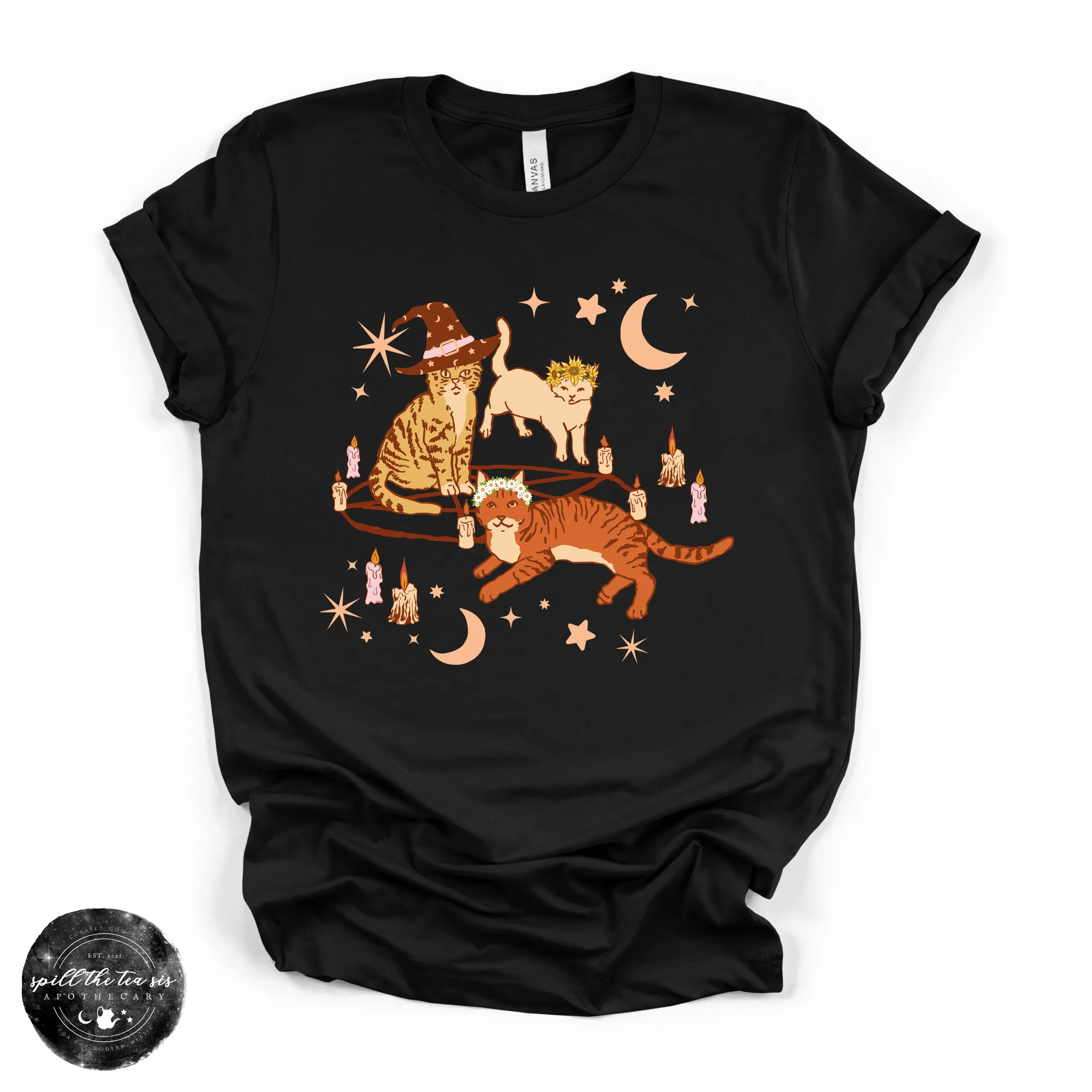 Cat Coven Cat Witch Tee | Witchy Cat Lover Graphic T-Shirt sold by Zulily product image thumbnail 3