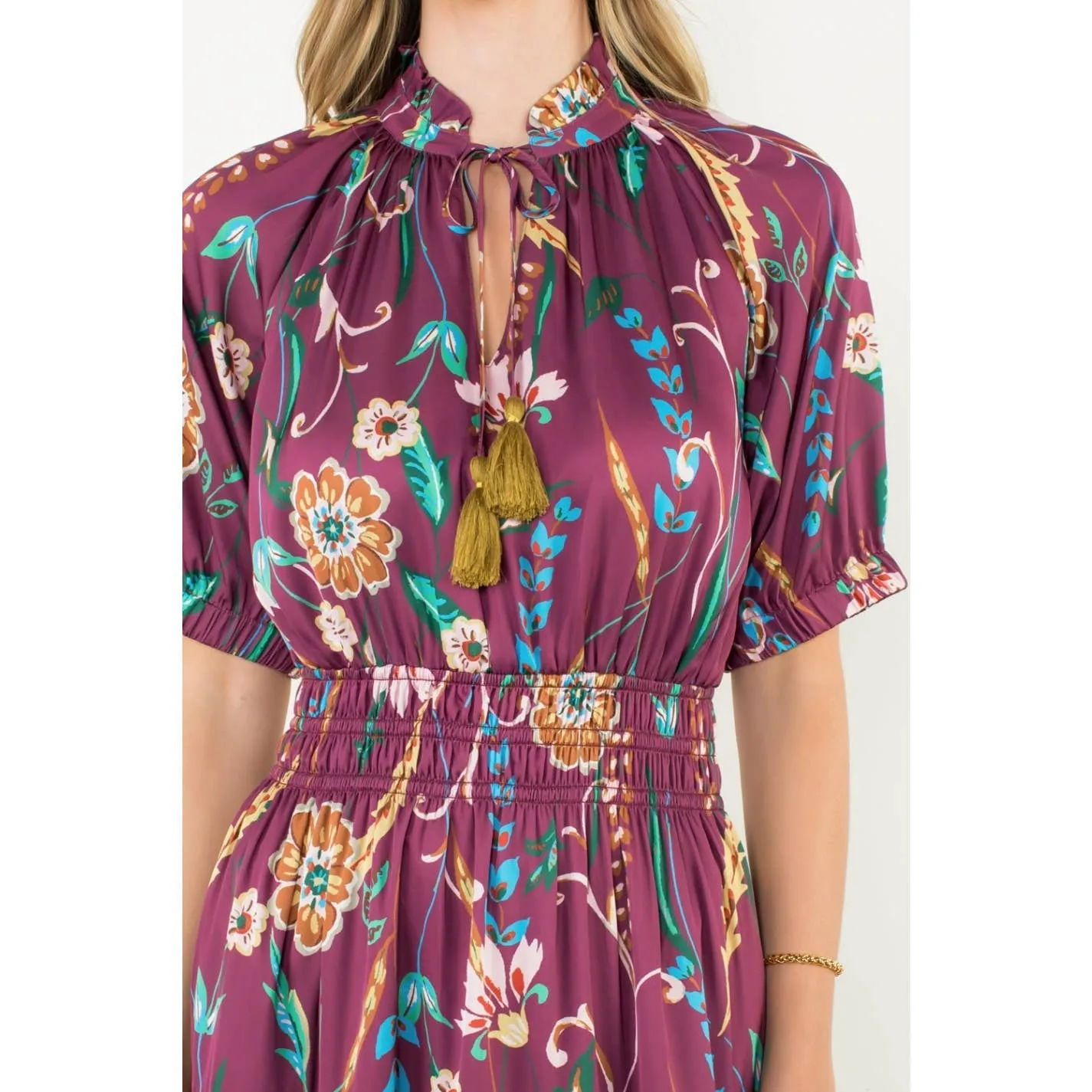 Presley-Smocked Waist Tassel Floral Maxi Dress sold by Zulily product image thumbnail 4