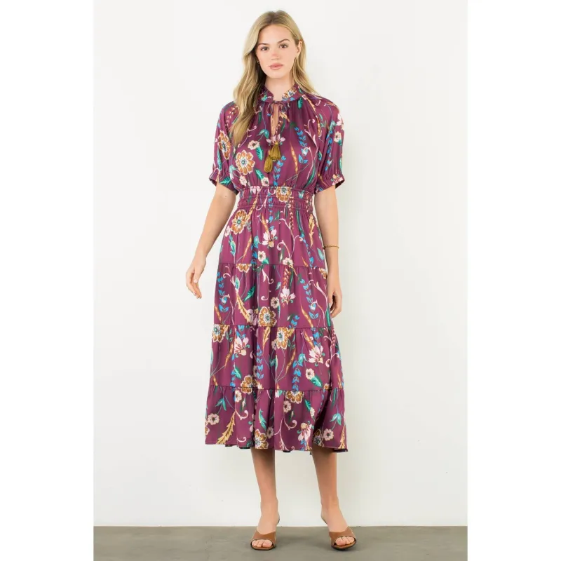 Presley-Smocked Waist Tassel Floral Maxi Dress made by Zulily