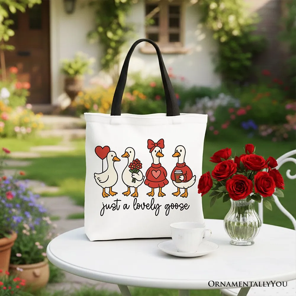 Just a Lovely Goose Valentine Canvas Tote Bag, Coquette Cute Love Printed Gift Bag sold by Zulily product image thumbnail 4