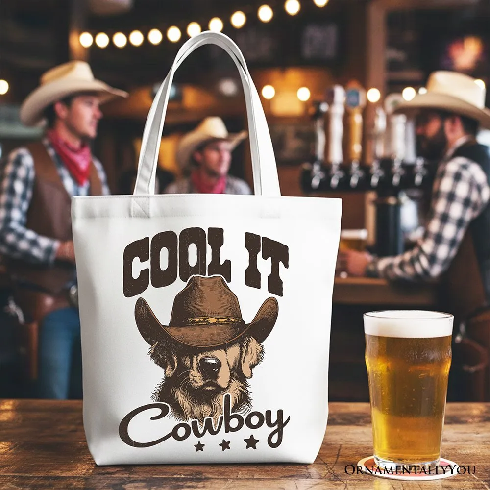 Cool It Cowboy Canvas Tote Bag With Western Dog, Retro Golden Retriever Gift Shopper for Country Lover sold by Zulily product image thumbnail 5