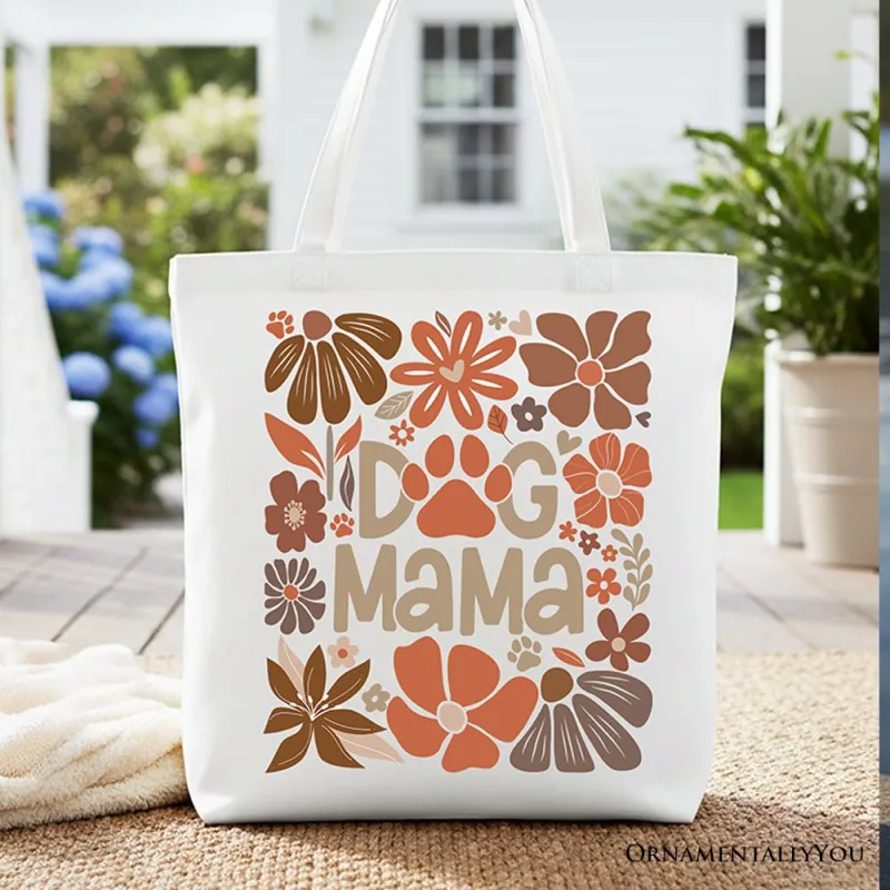 Dog Mama Boho Floral Canvas Tote Bag, Gift Shopper for Proud and Stylish Pet Lovers made by Zulily