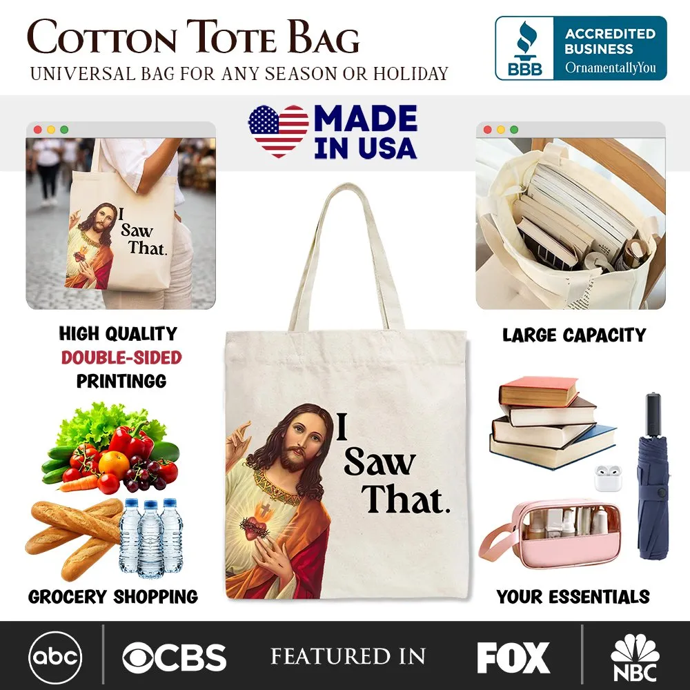 Jesus I Saw That Canvas Tote Bag, Whimsical Christians Gift Shopper sold by Zulily product image thumbnail 2