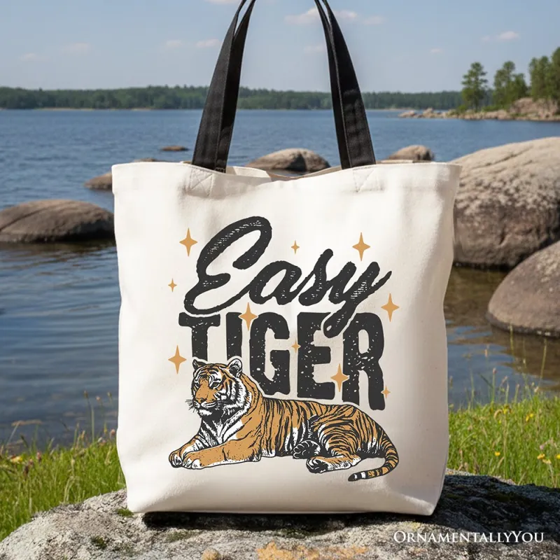 Tiger Retro Grunge Canvas Tote Bag, Vintage Gift Shopper With Wild Animal made by Zulily