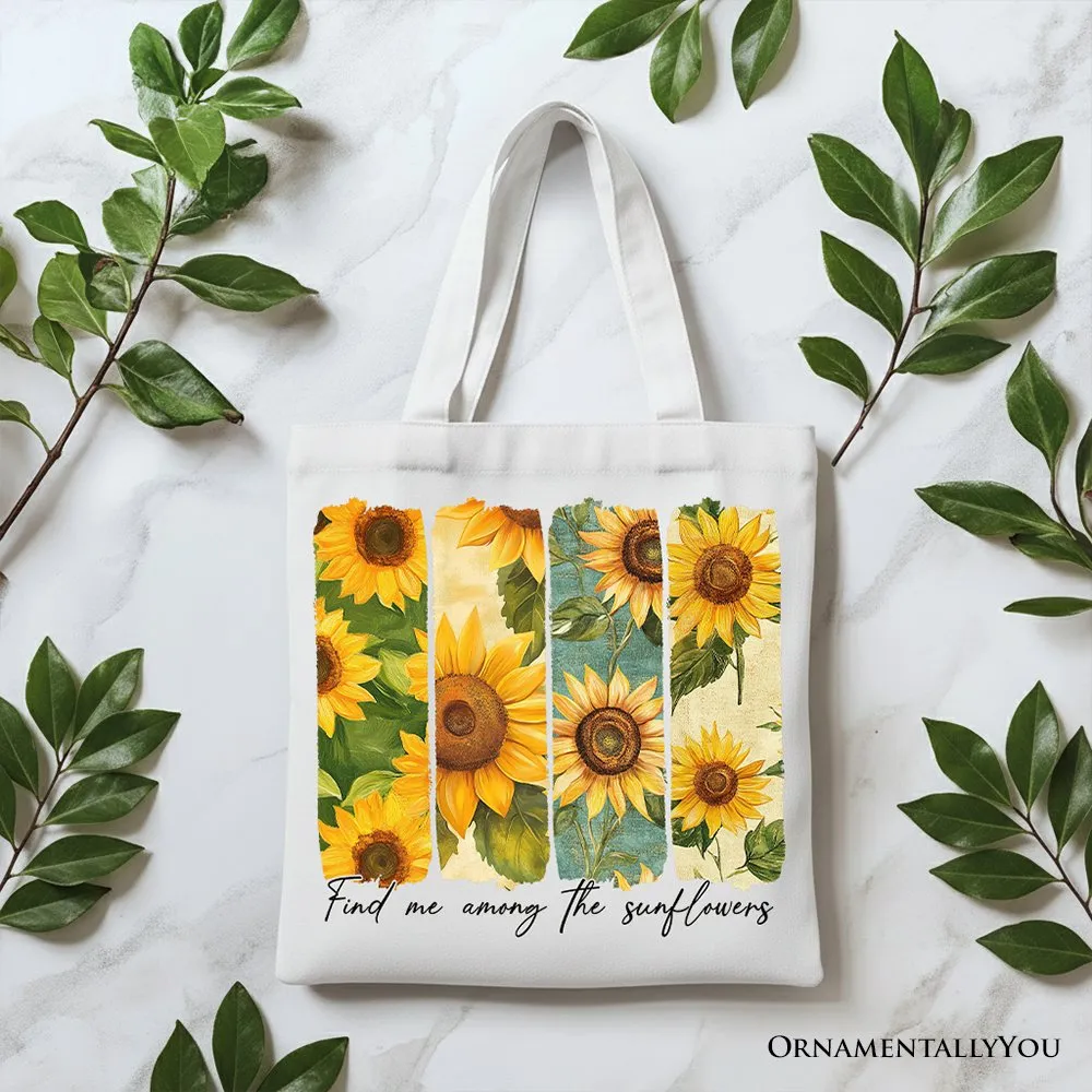 Find Me Among the Sunflowers Floral Canvas Tote Bag, Trendy Women Gift sold by Zulily product image thumbnail 5
