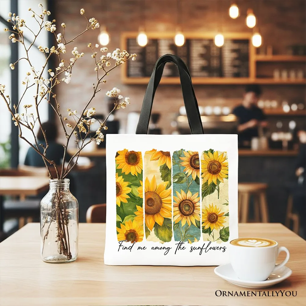 Find Me Among the Sunflowers Floral Canvas Tote Bag, Trendy Women Gift sold by Zulily product image thumbnail 4