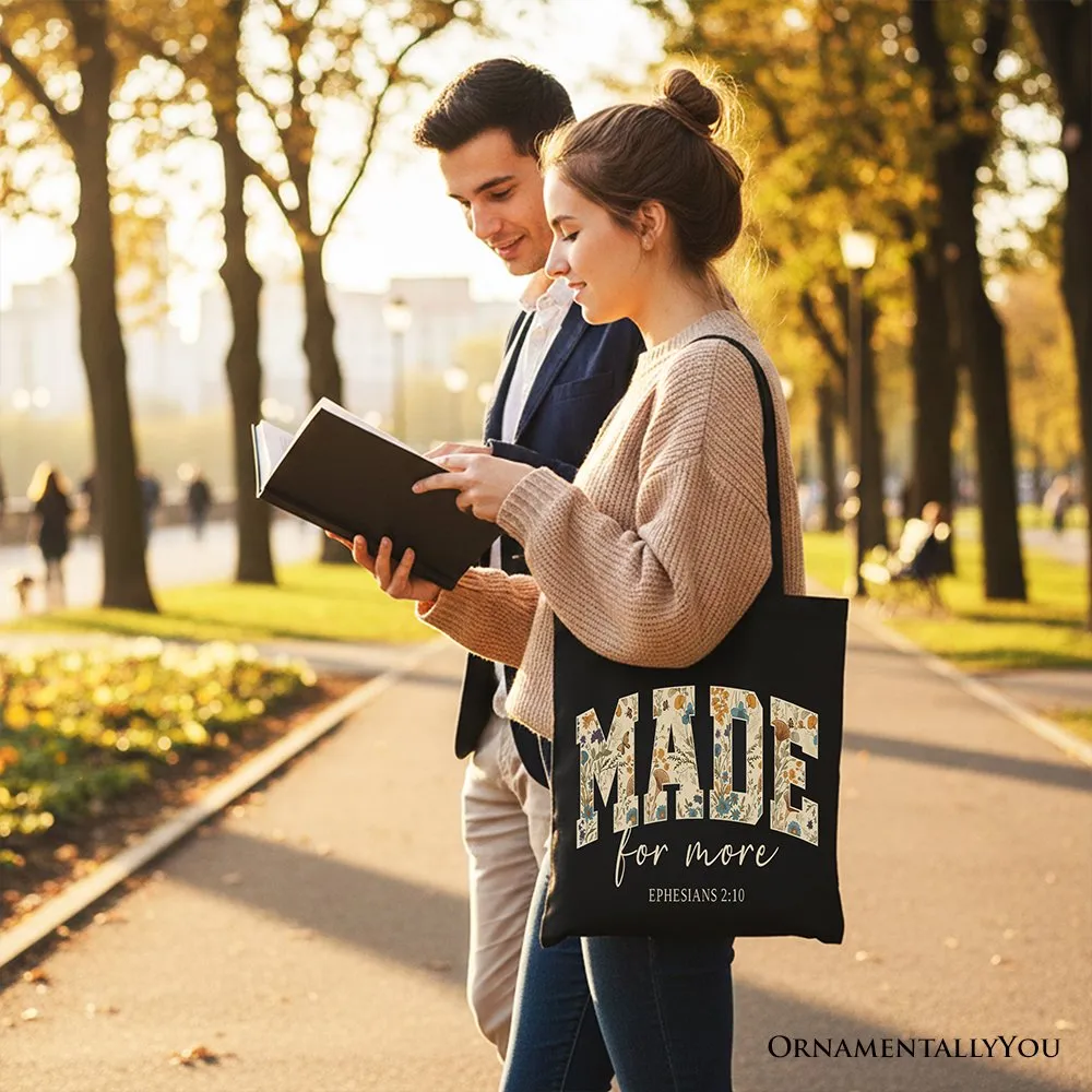 Made For More Ephesians 2:10 Floral Faithful Christians Canvas Tote Bag, Jesus Bible Verse Gift Shopper sold by Zulily product image thumbnail 4