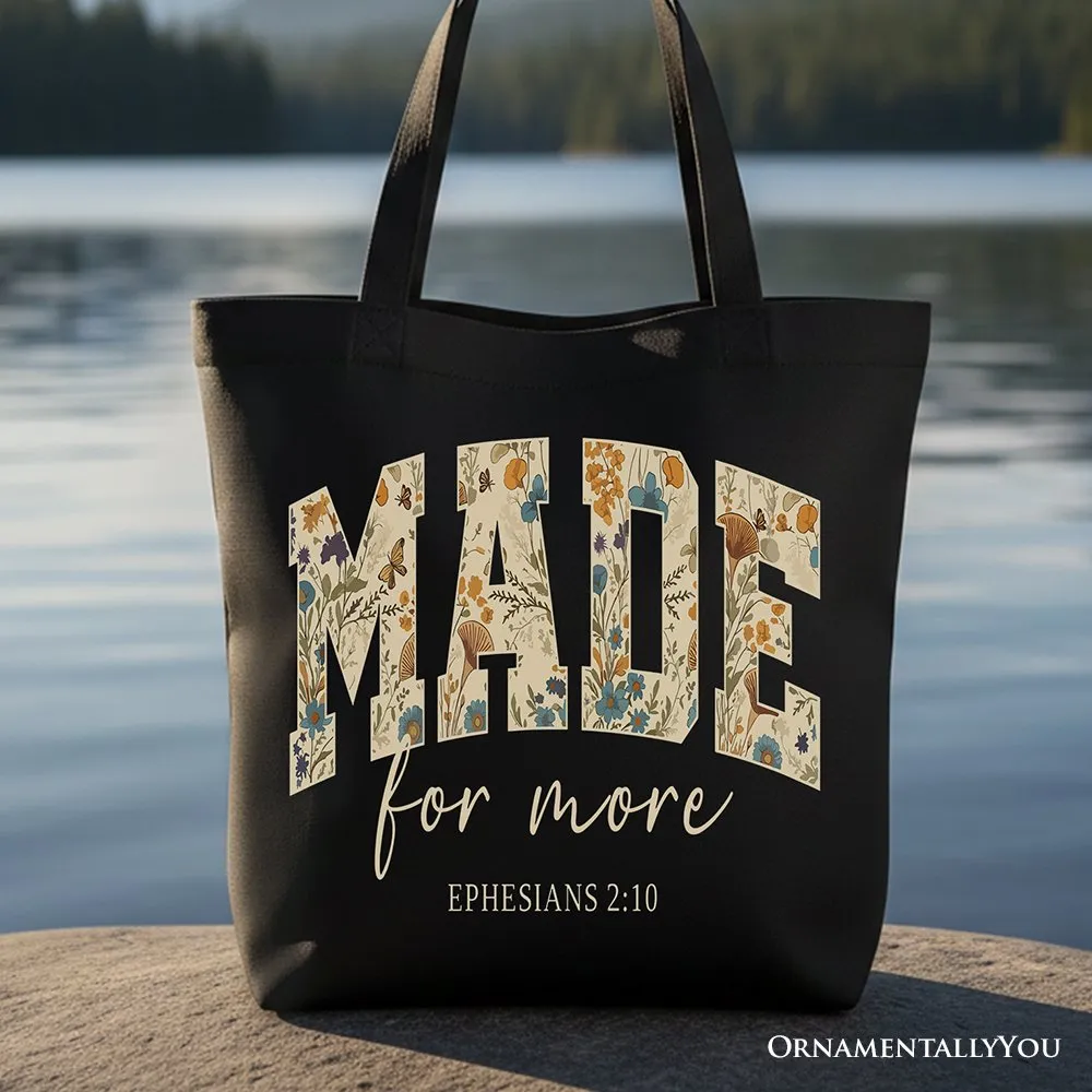 Made For More Ephesians 2:10 Floral Faithful Christians Canvas Tote Bag, Jesus Bible Verse Gift Shopper sold by Zulily