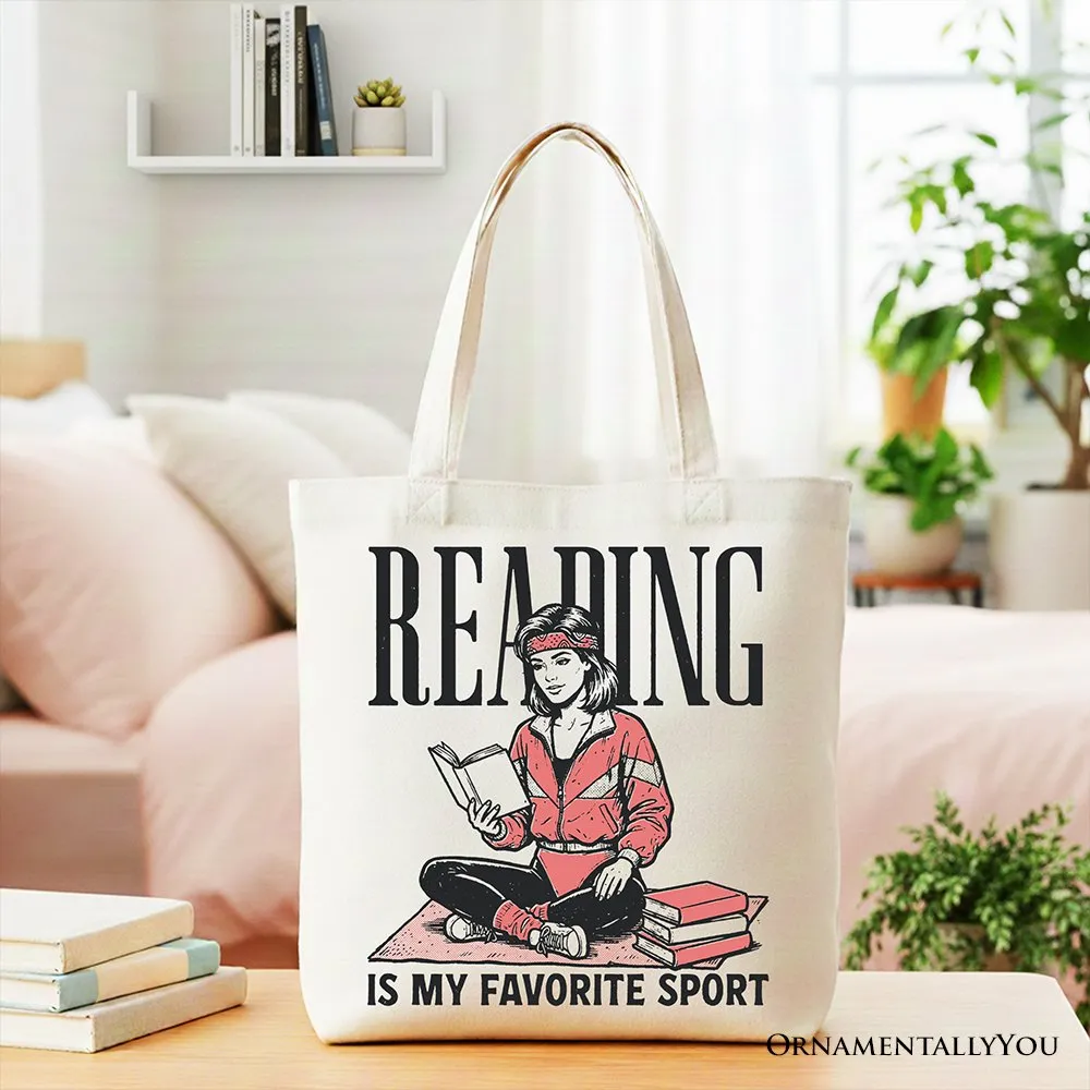 Reading Is My Favorite Sport Bookworm Canvas Tote Bag, Retro Bibliophile Gift Shopper sold by Zulily product image thumbnail 4