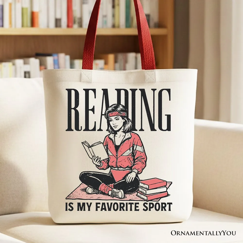 Reading Is My Favorite Sport Bookworm Canvas Tote Bag, Retro Bibliophile Gift Shopper sold by Zulily