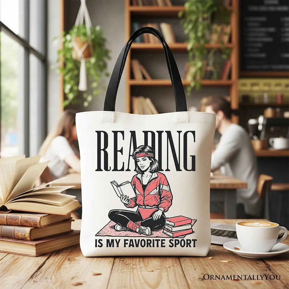 Reading Is My Favorite Sport Bookworm Canvas Tote Bag, Retro Bibliophile Gift Shopper sold by Zulily product image thumbnail 5