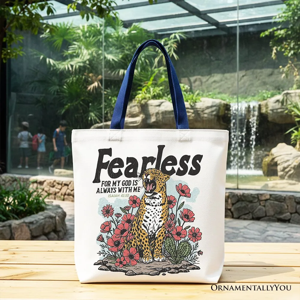 Vintage Floral Leopard Christian Canvas Tote Bag, Fearless For My God Is Always With Me Isaiah 41:10 Gift Shopper sold by Zulily product image thumbnail 5