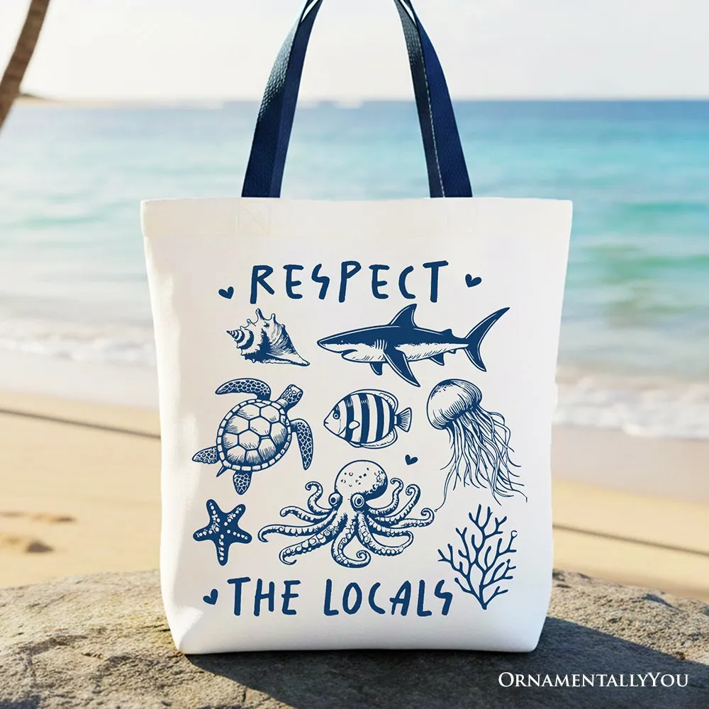 Respect the Locals Ocean Animals Canvas Tote Bag, Cute Vacation Gift Shopper sold by Zulily