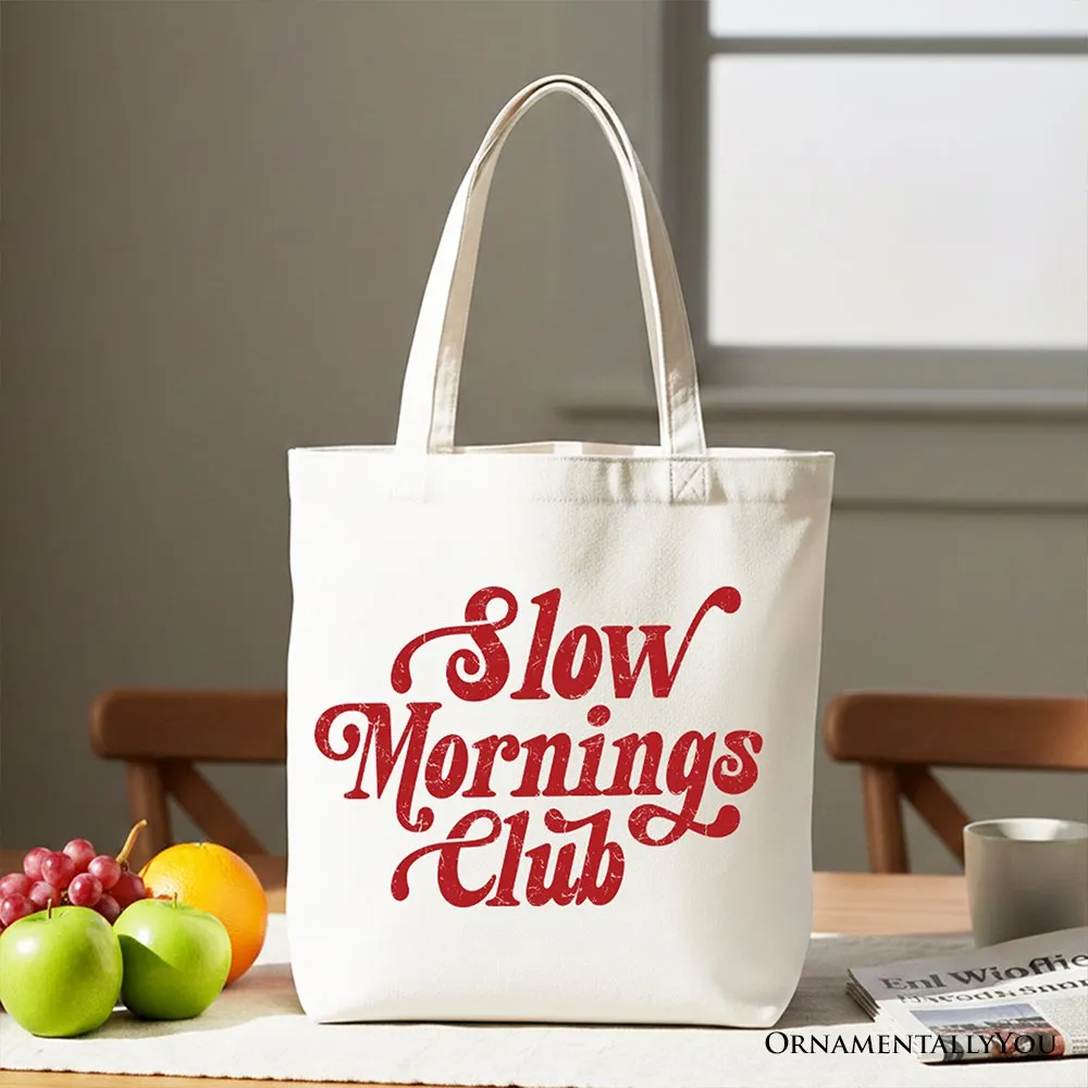 Slow Mornings Club Canvas Tote Bag, Cozy Vintage Aesthetic Gift Shopper sold by Zulily product image thumbnail 4