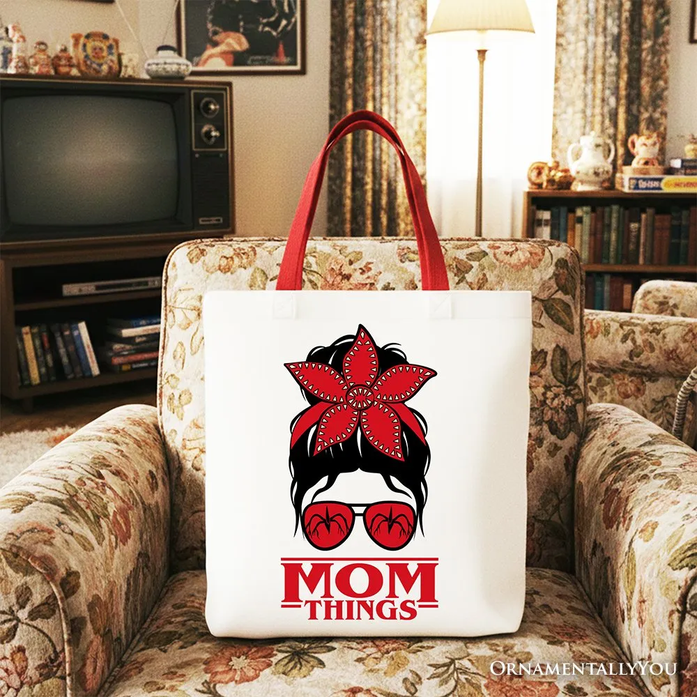 Mom Things Messy Bun Retro Canvas Tote Bag, Red Bandana Glasses Family Matching Gift Shopper sold by Zulily product image thumbnail 5