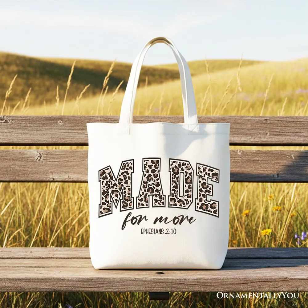 Made For More Christian Canvas Tote Bag, Ephesians 2:10 Leopard Faith Bible Verse Easter Gift Shopper sold by Zulily product image thumbnail 4