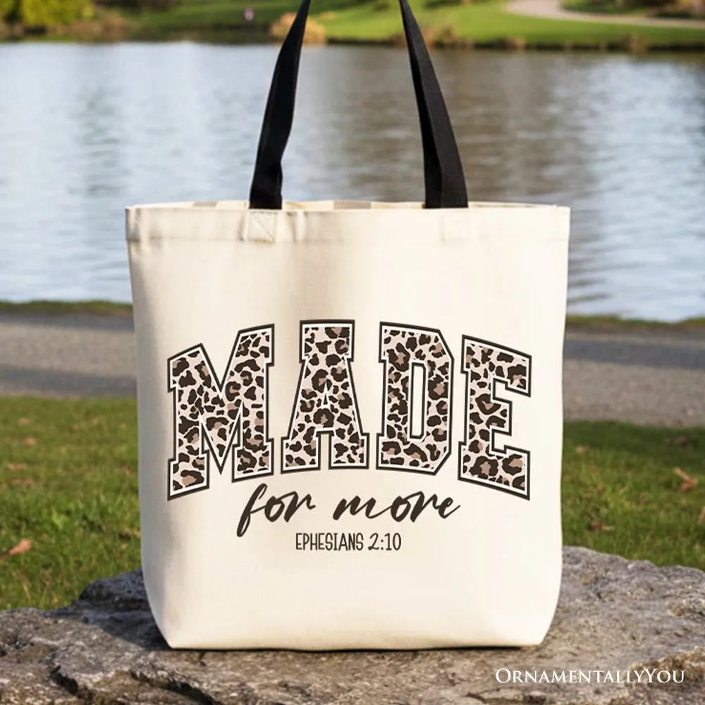 Made For More Christian Canvas Tote Bag, Ephesians 2:10 Leopard Faith Bible Verse Easter Gift Shopper sold by Zulily