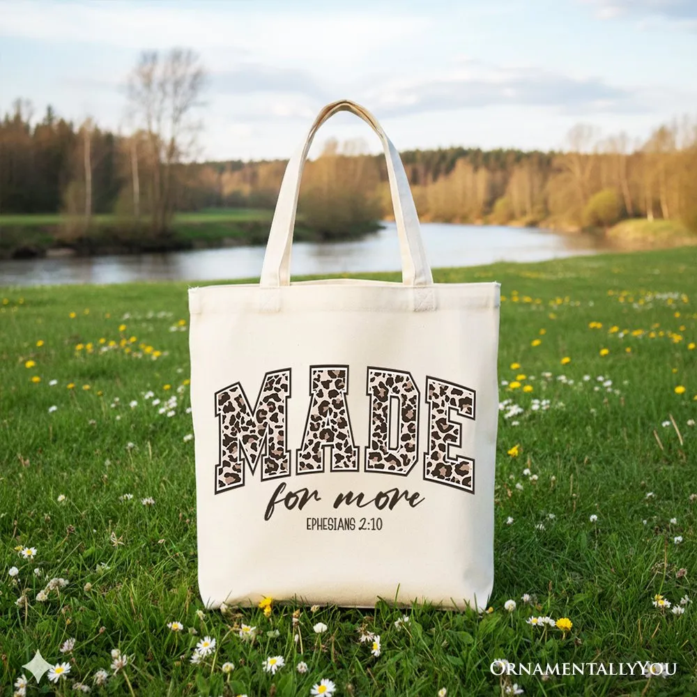 Made For More Christian Canvas Tote Bag, Ephesians 2:10 Leopard Faith Bible Verse Easter Gift Shopper sold by Zulily product image thumbnail 5